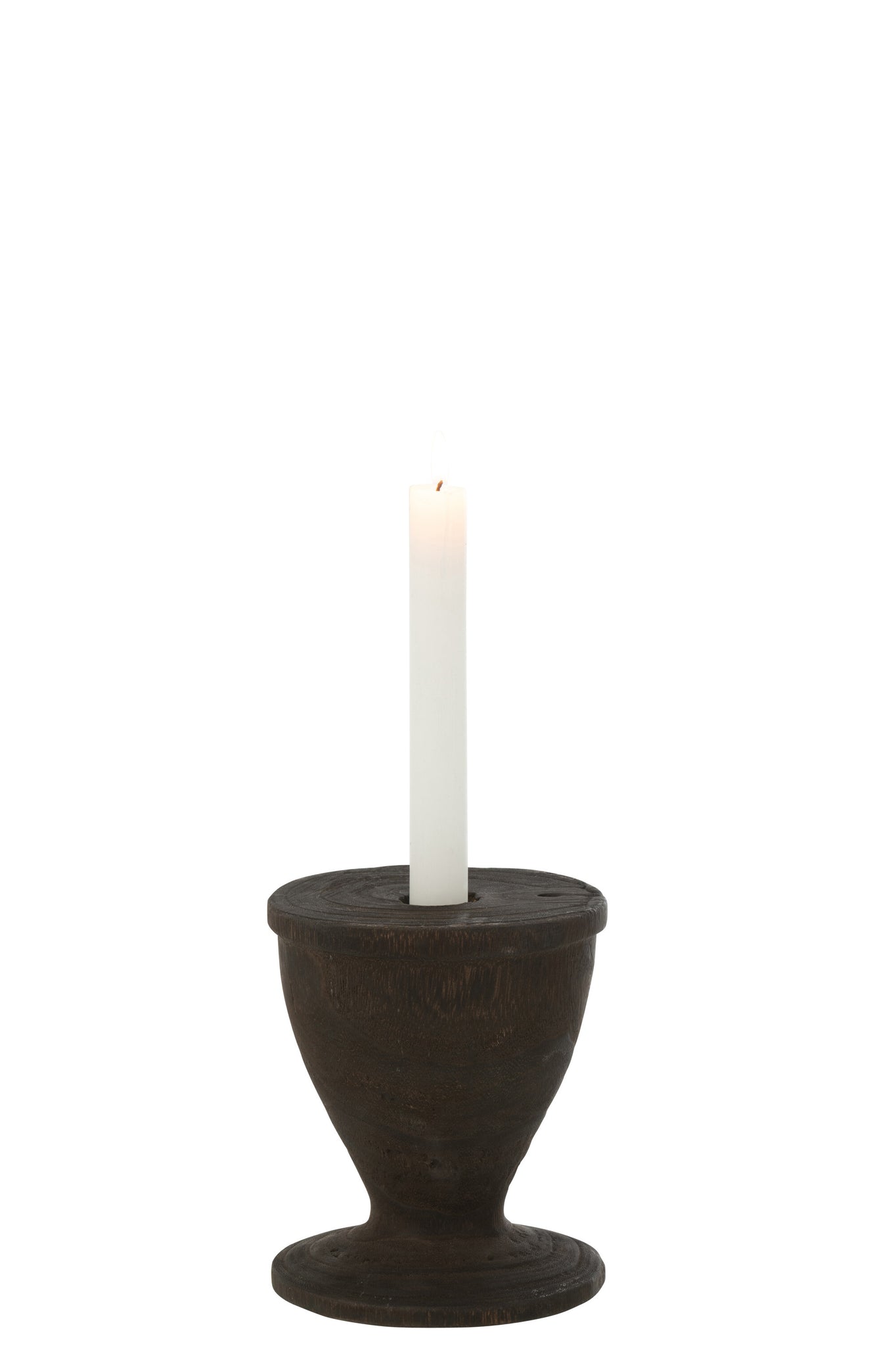 Candle Holder Wood Black Small