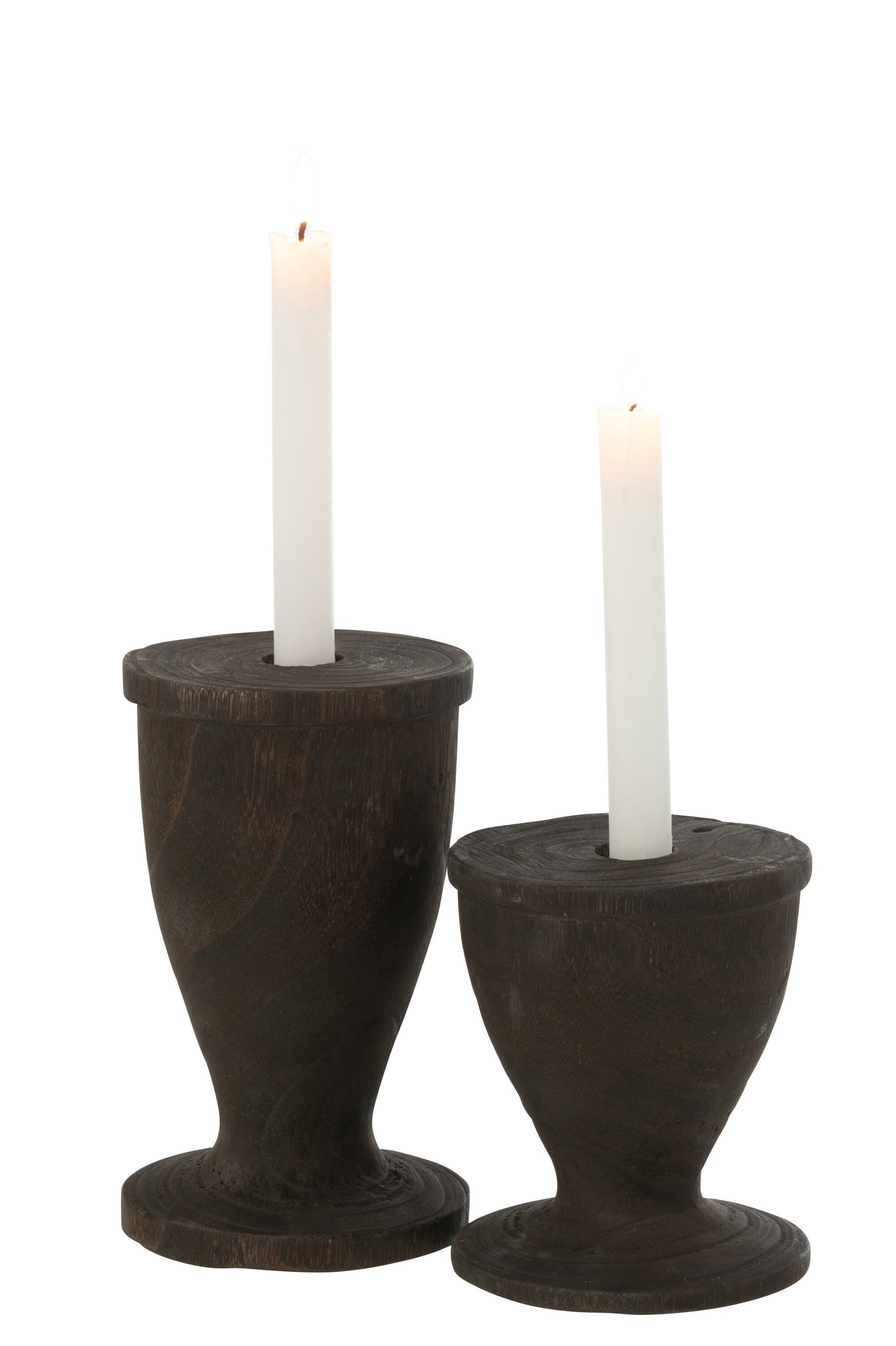Candle Holder Wood Black Large