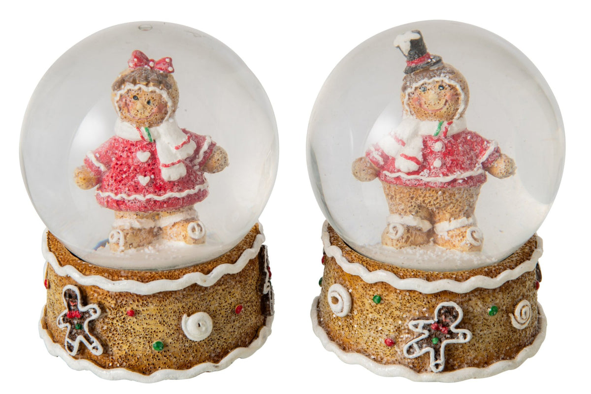 Waterbol peperkoekmannetje – set van 2, polyresin, beige en kerstrood, 9,5 cm