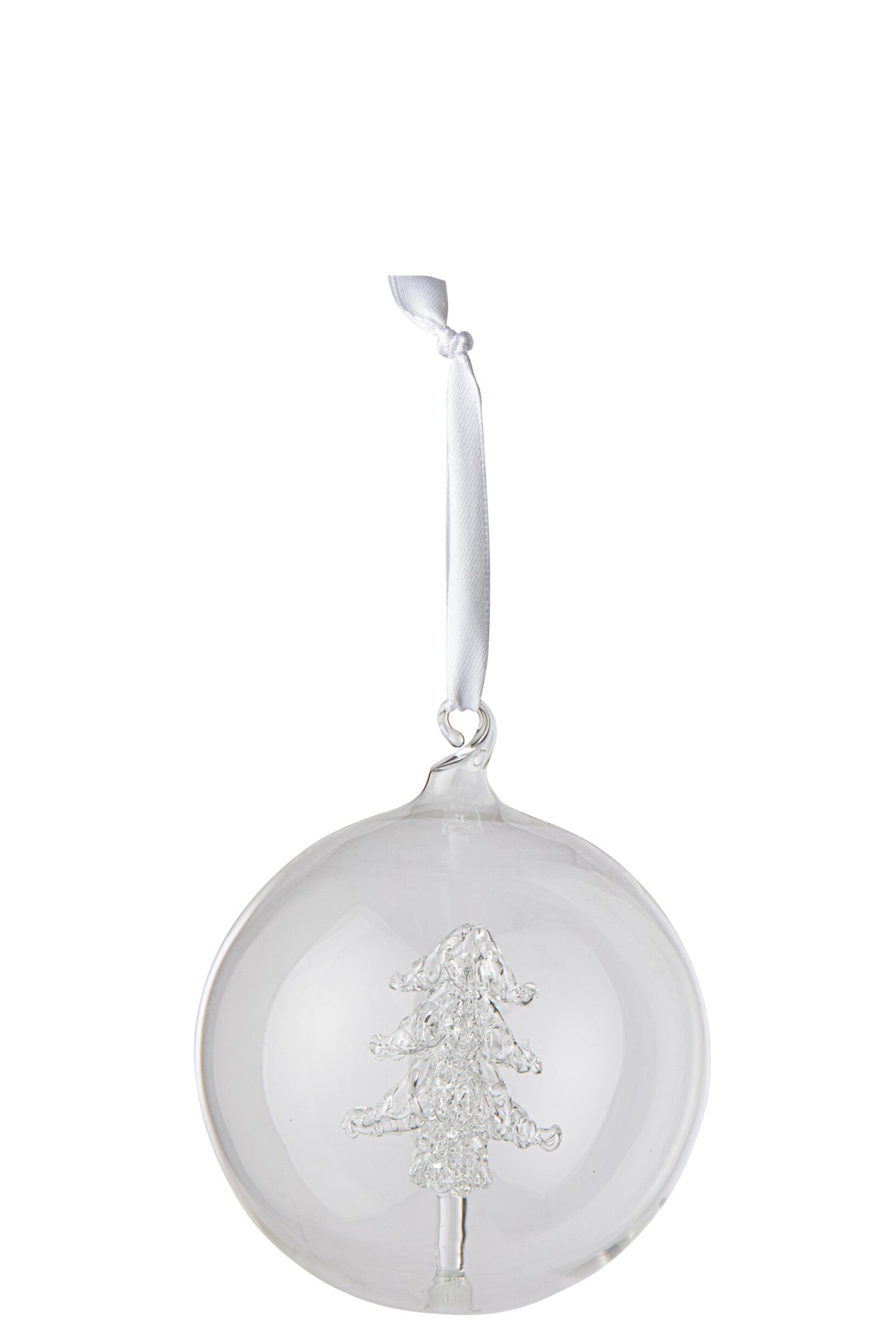 Kerstbal met kerstboom – glas, transparant, Ø10 cm