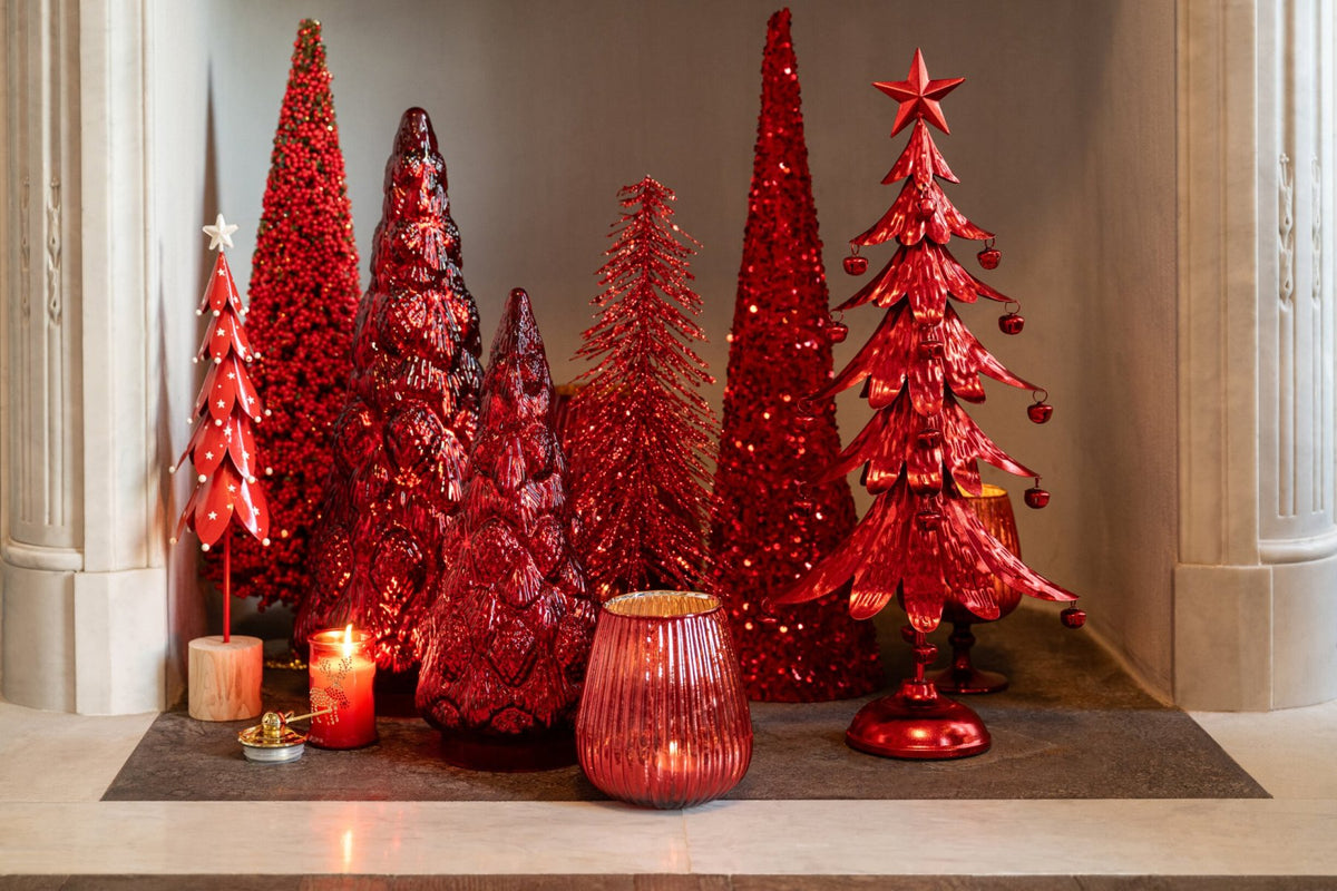 Decoratieve kerstboom – ijzer, rood, 56 cm