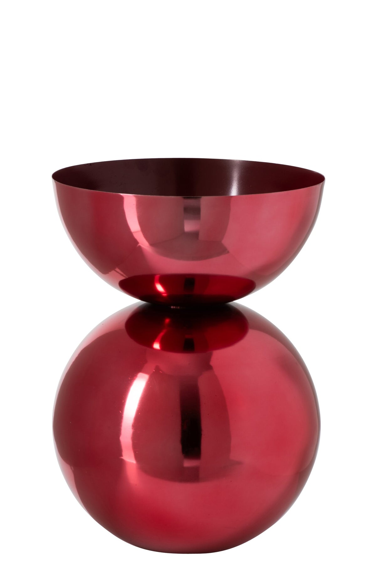Vaas glanzend rond groot – metaal, kerstrood, 43 cm