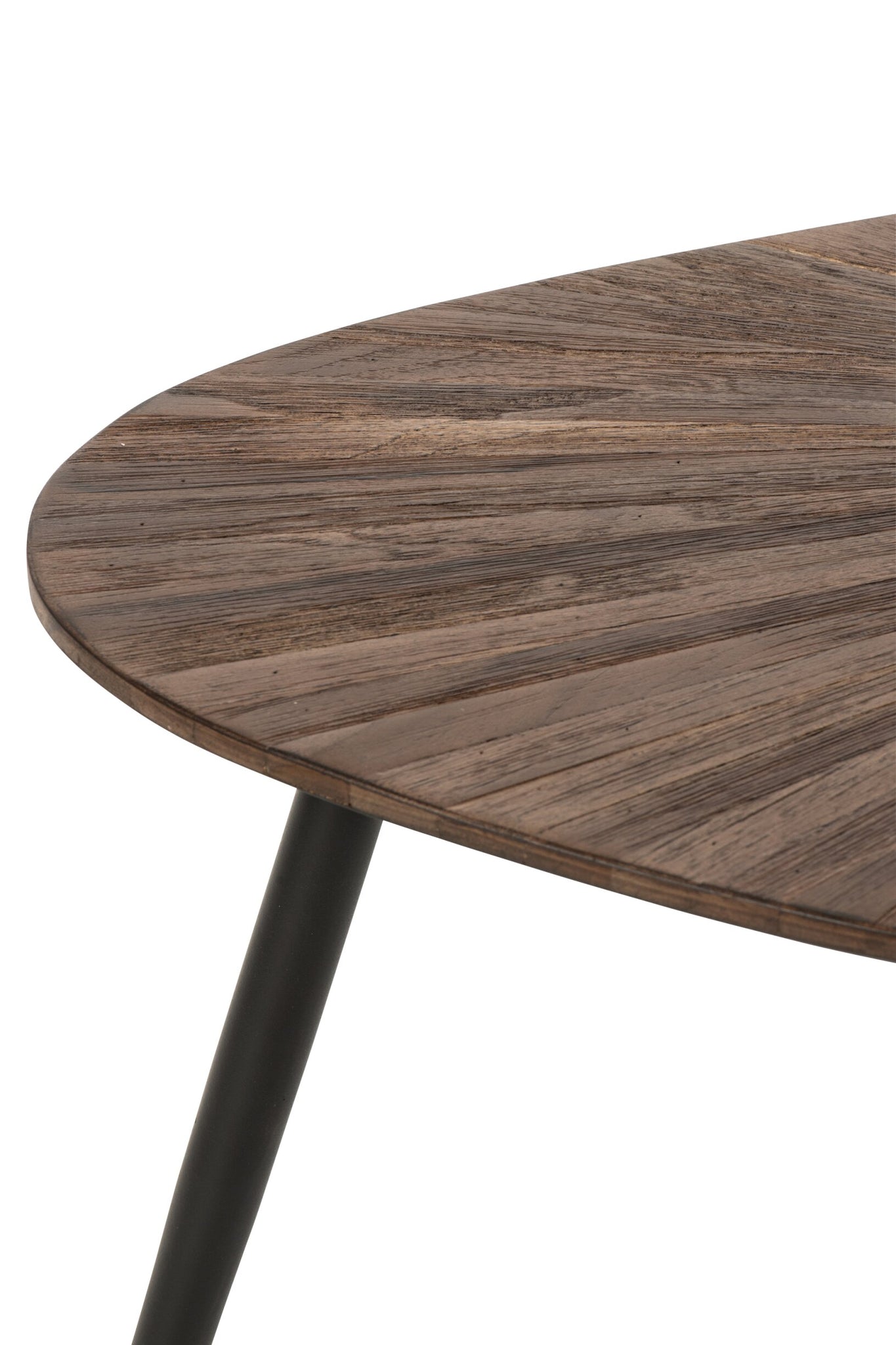 2er-Set Couchtisch Ray Oval Recyceltes Holz Dunkelbraun/Schwarz