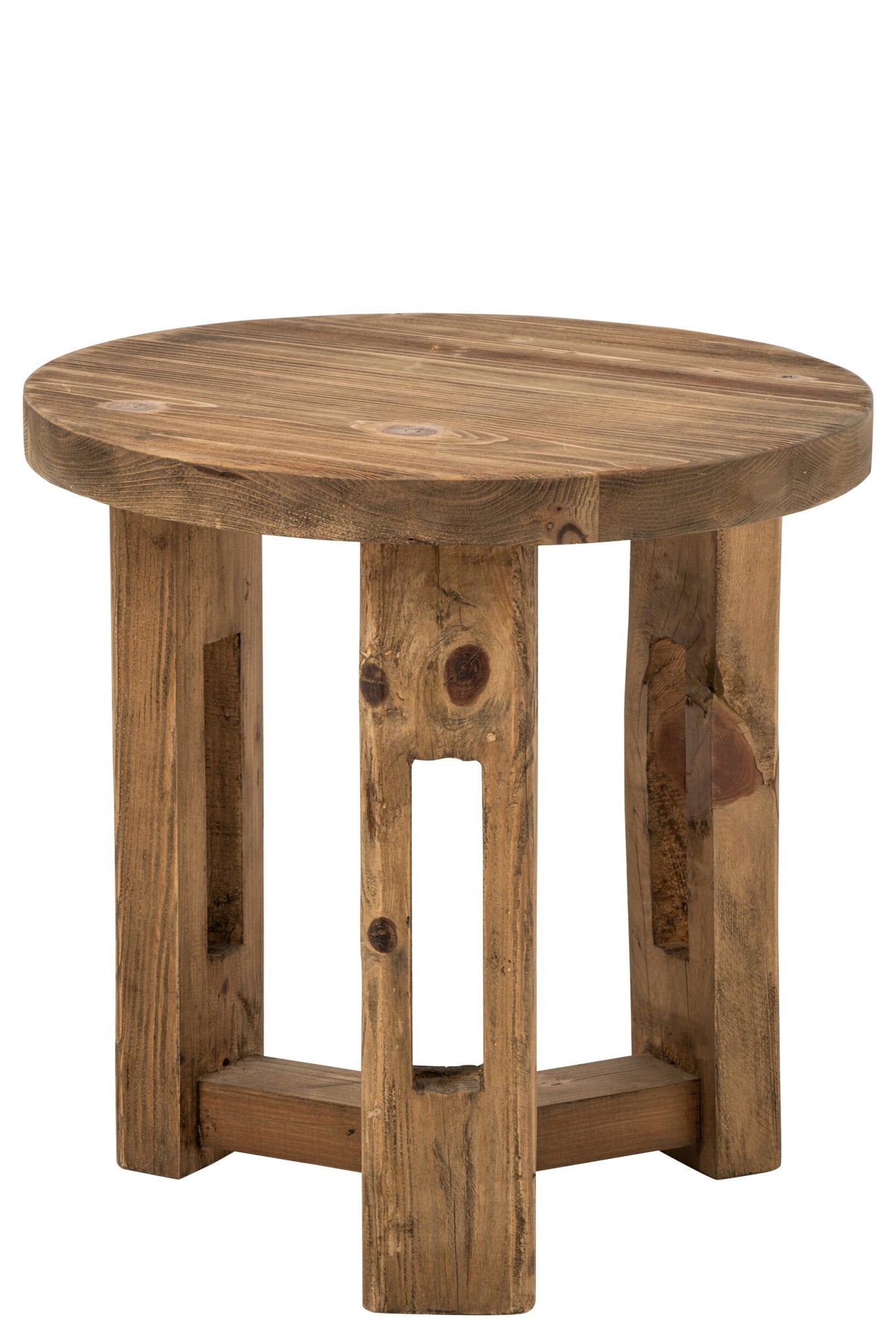 Bijzettafel Rond – gerecycled hout, bruin, ø60x60 cm