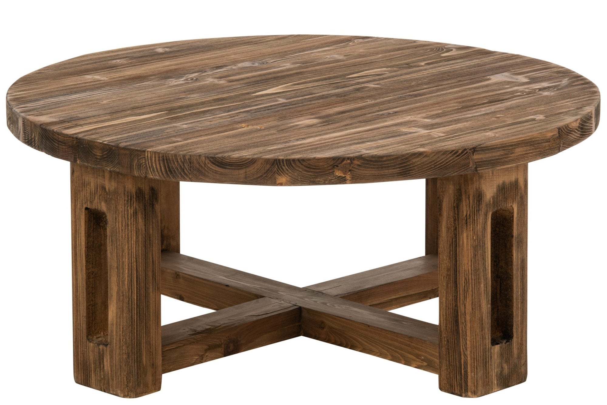 Couchtisch rund recyceltes Holz braun