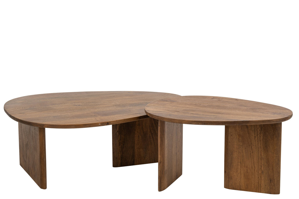 2er-Set Couchtisch Mangoholz Natur