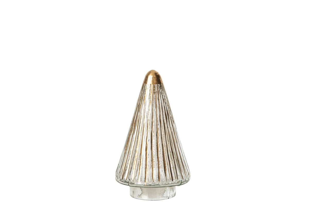 Glazen kerstboom – glas, goud en transparant, 20 cm