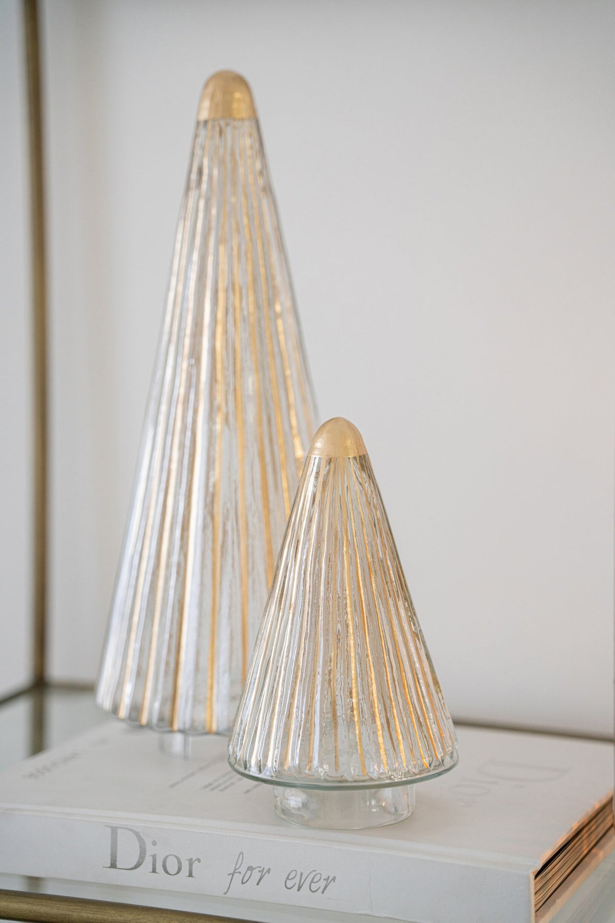 Glazen kerstboom – glas, goud en transparant, 20 cm