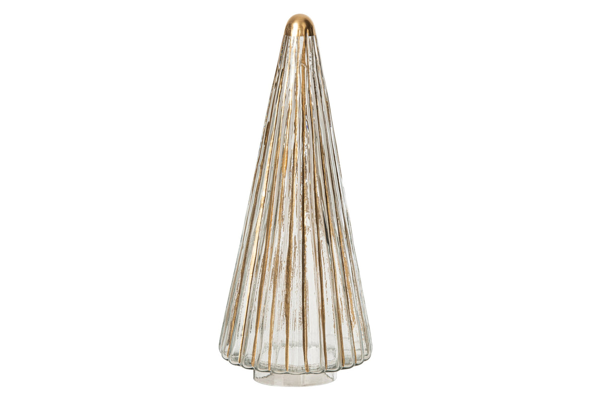 Glazen kerstboom – glas, goud en transparant, 36 cm