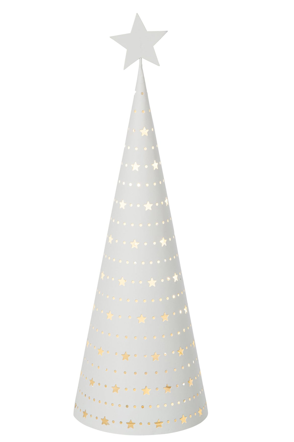 Decoratieve kerstboom met LED – ijzer, wit, 38×12,5×12,5 cm