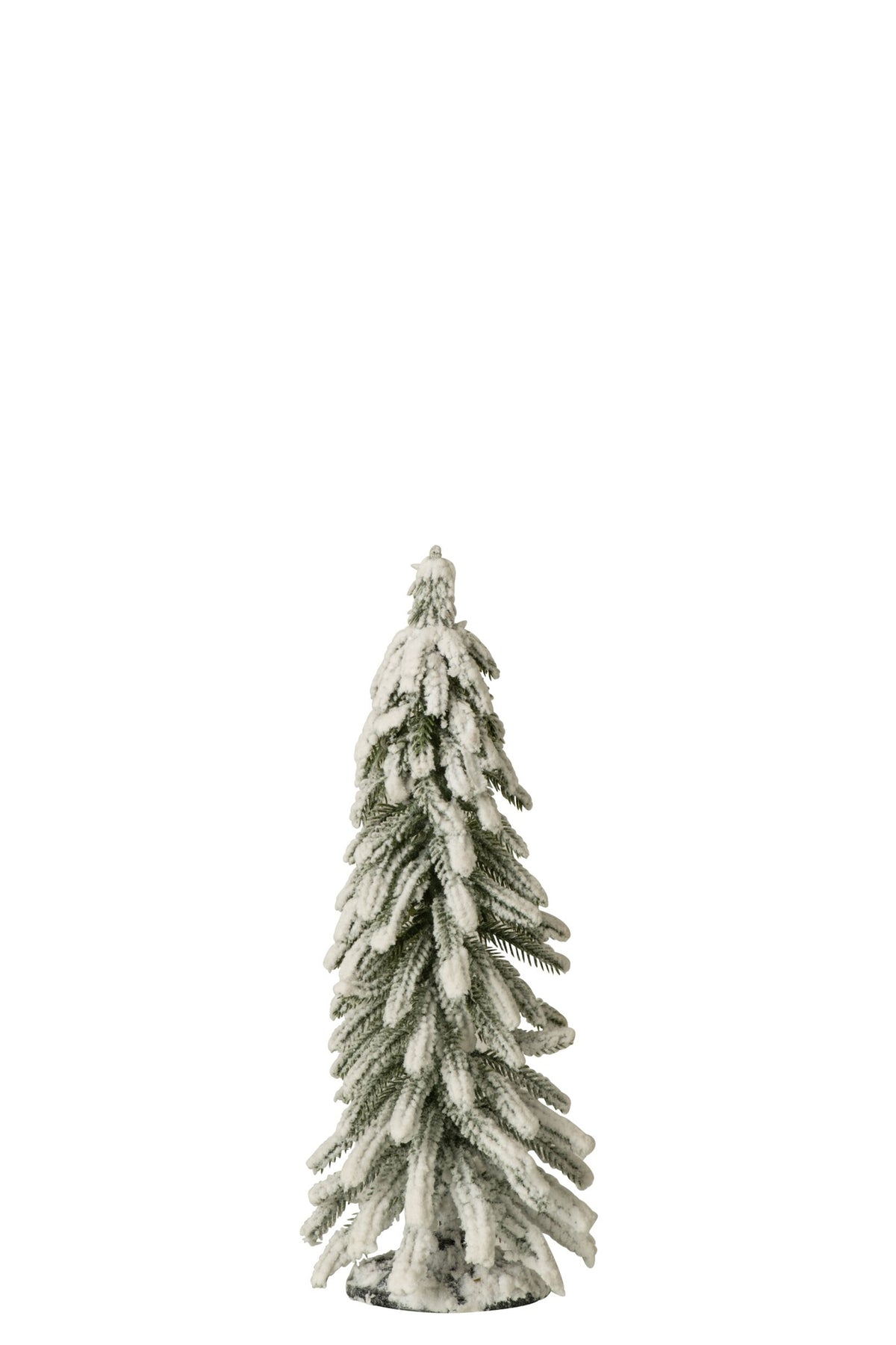 Kerstboom met sneeuw klein – kunststof, donkergroen en wit, 32 cm