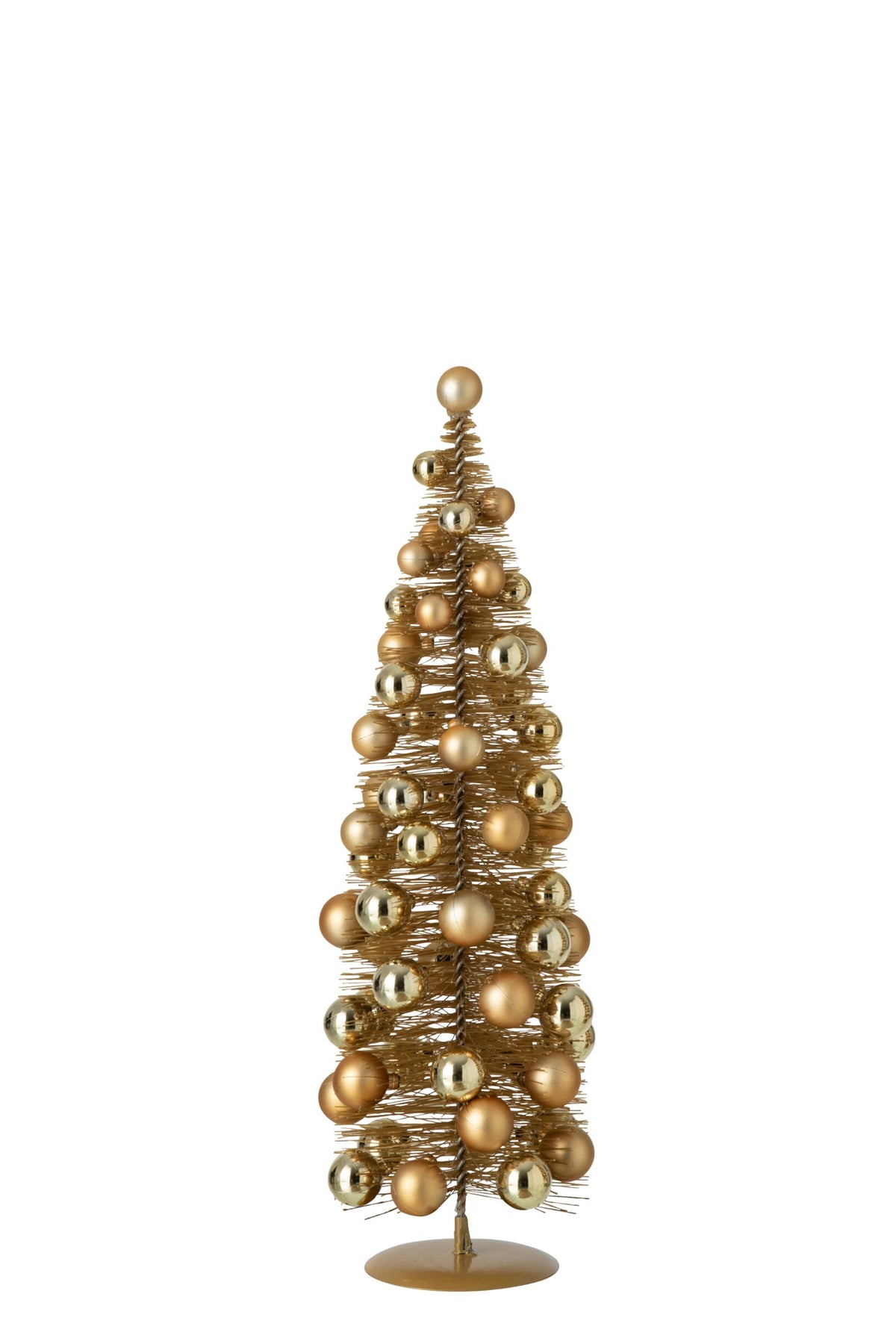Kerstboom met kerstballen klein – kunststof en ijzer, goud, 45 cm