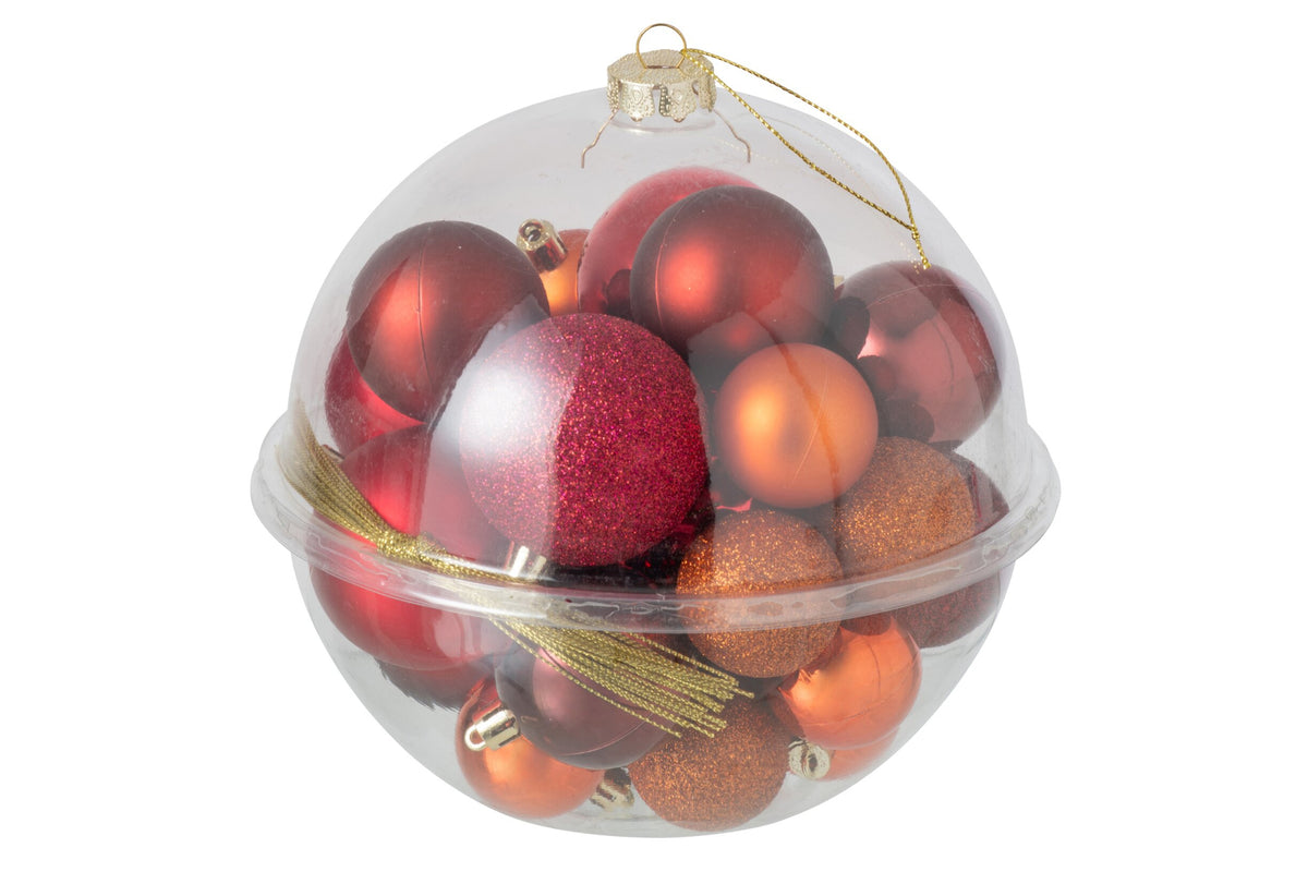 Kerstballen doos van 24 – kunststof, meerkleurig