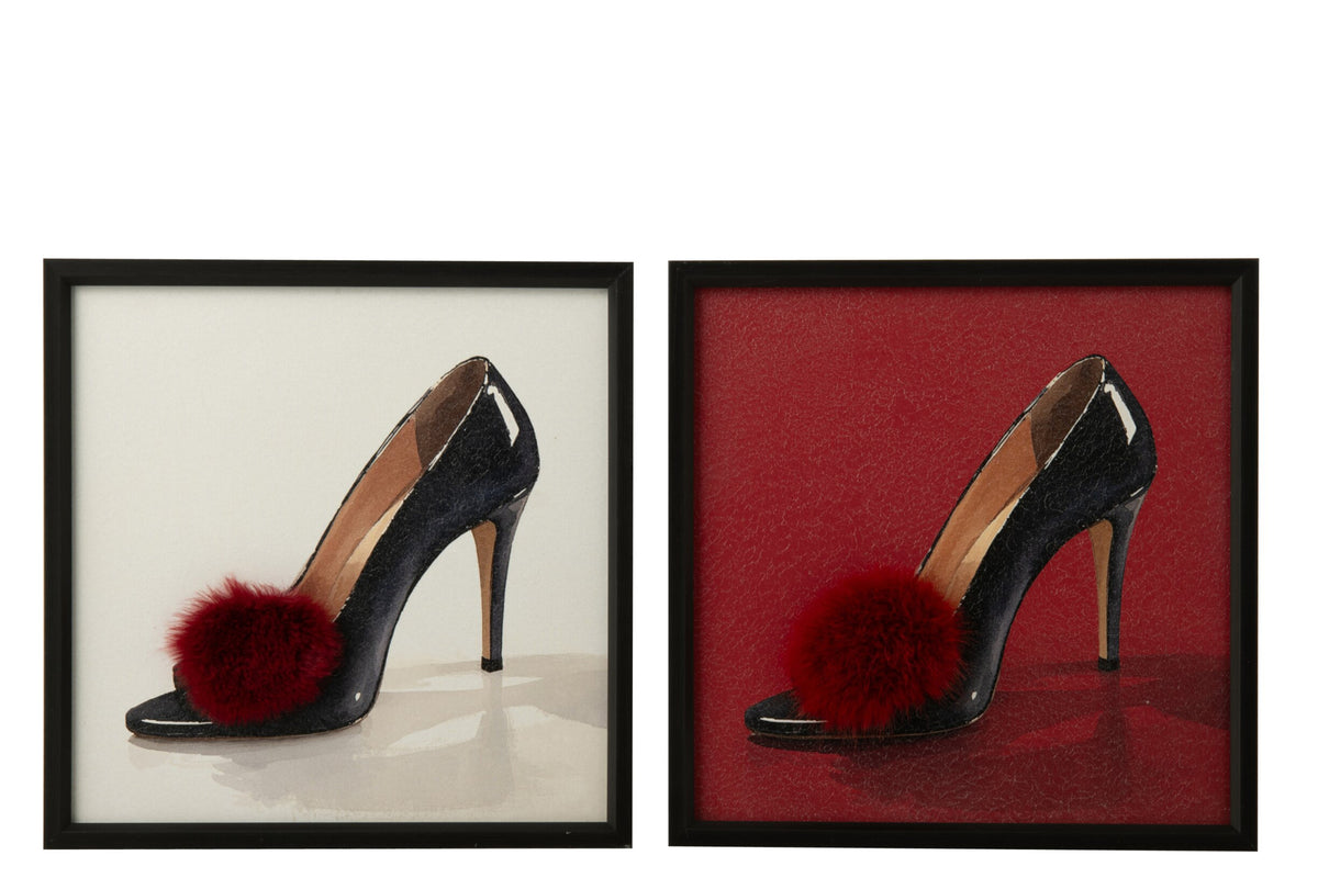 Schilderij Stiletto – mdf, rood en zwart, 40×40 cm