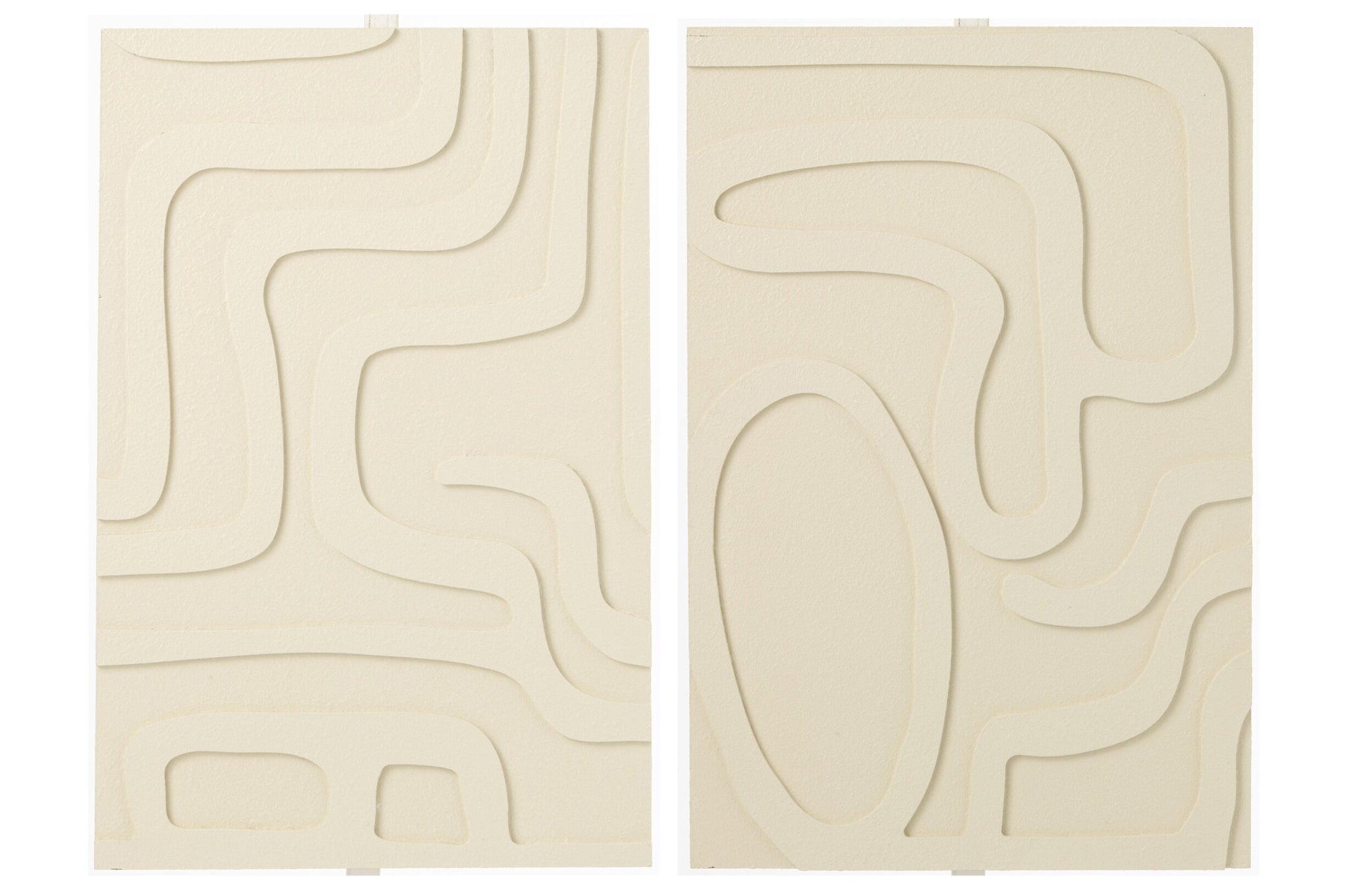 Wanddecoratie – mdf, wit en goud, 60x90 cm, set van 2