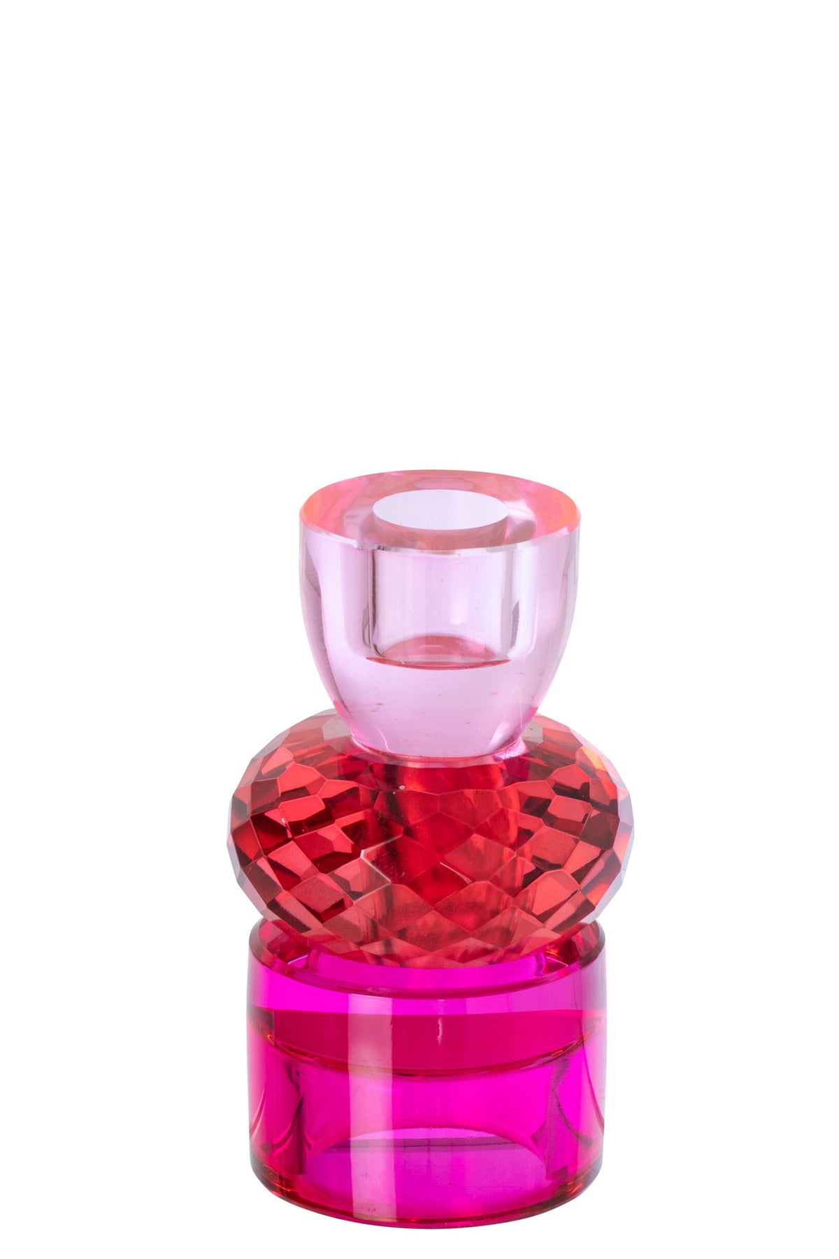 Kaarsenhouder glas klein – kerstrood en fuchsia, Ø6 x 11,5 cm