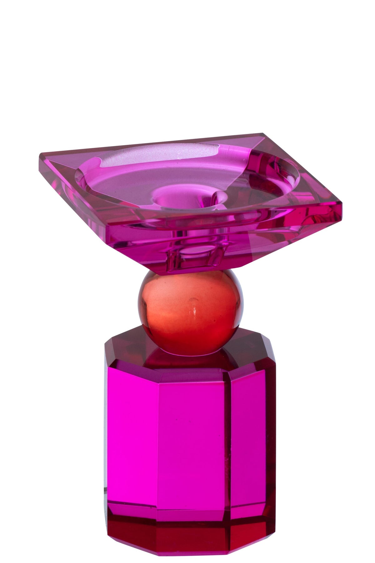 Kaarsenhouder glas – kerstrood en fuchsia, Ø9 x 13,5 cm