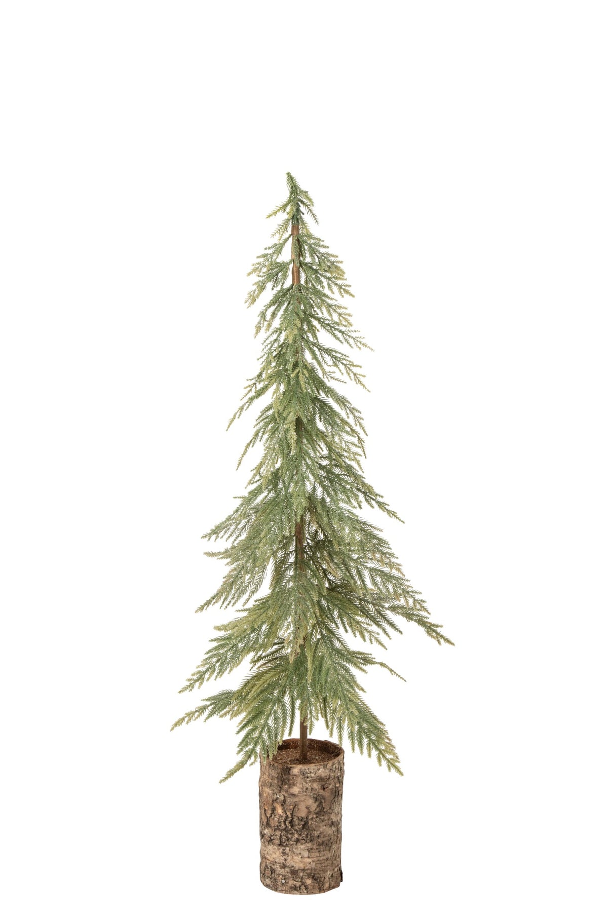 Kerstboompje op houten voet – polyethyleen, donkergroen en naturel, 95 cm