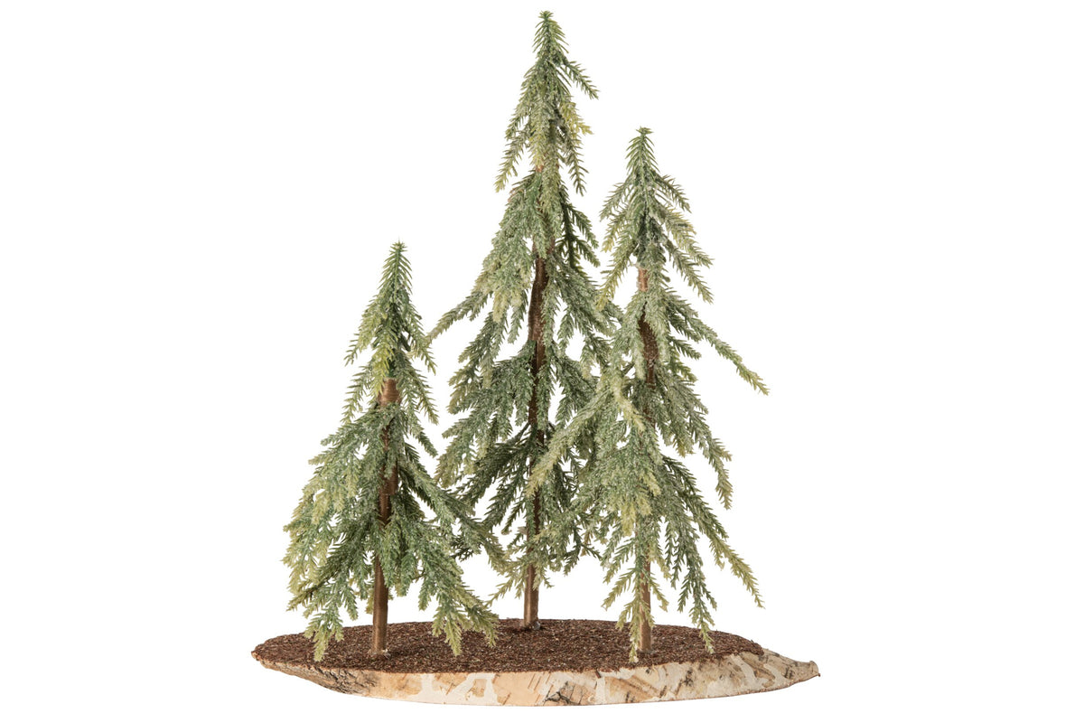 Kerstboompje – polyethyleen (PE) en hout, donkergroen en naturel, 35 cm