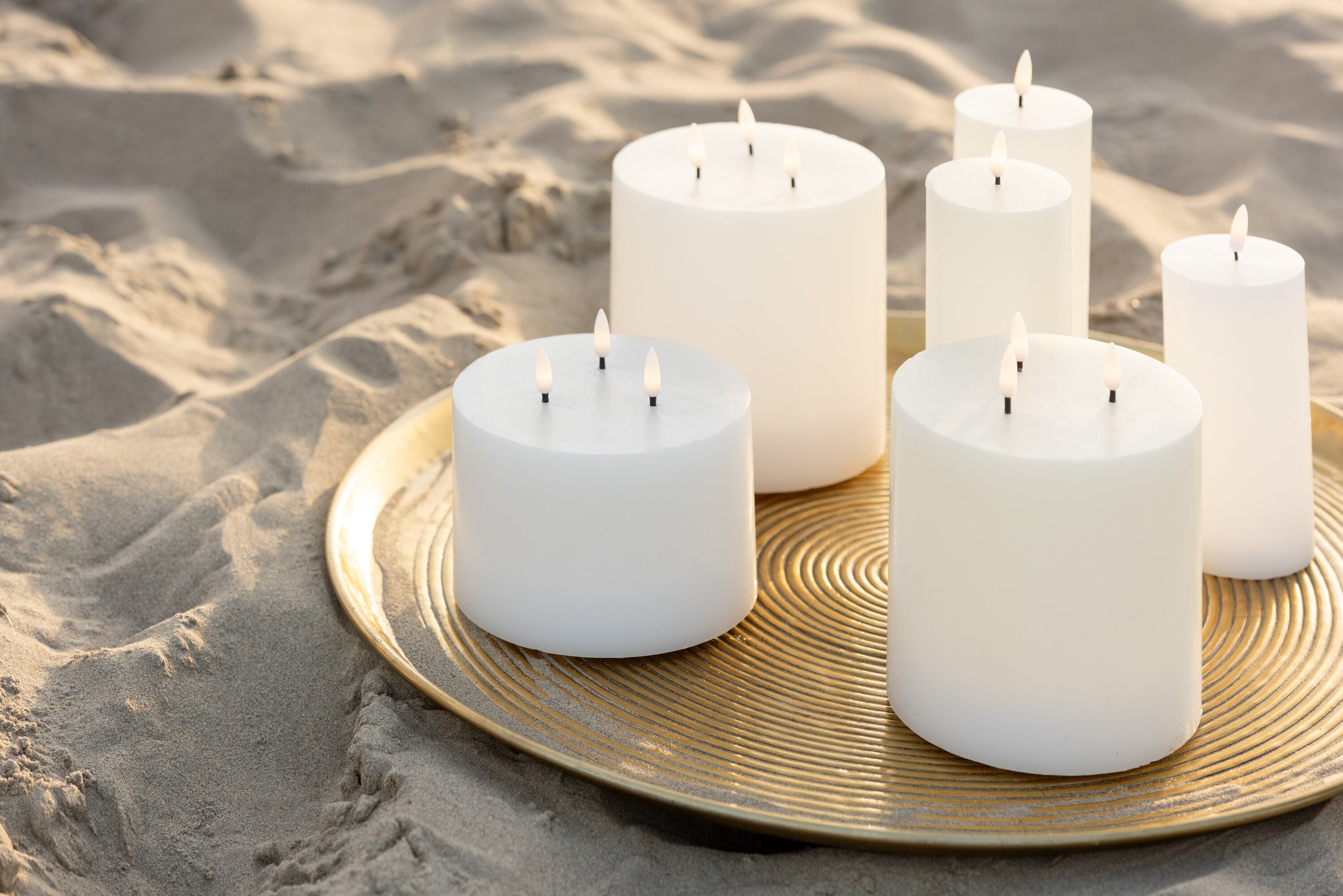 Candle Led 3 Flames White Medium