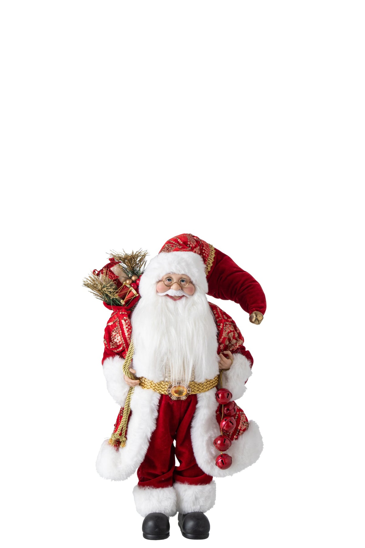 Kerstman klein – kunststof en stof, kerstrood, 45 cm