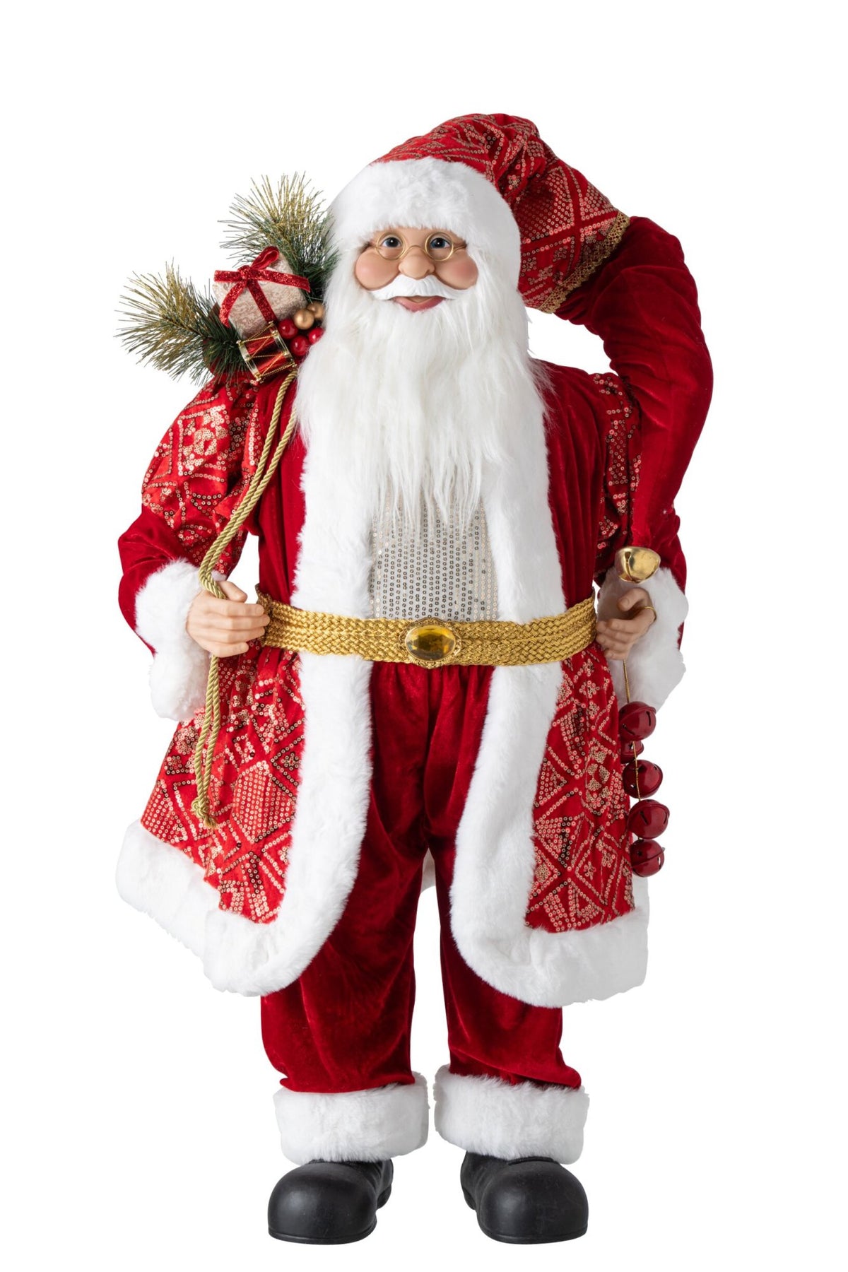 Kerstman groot – kunststof en stof, kerstrood, 90 cm