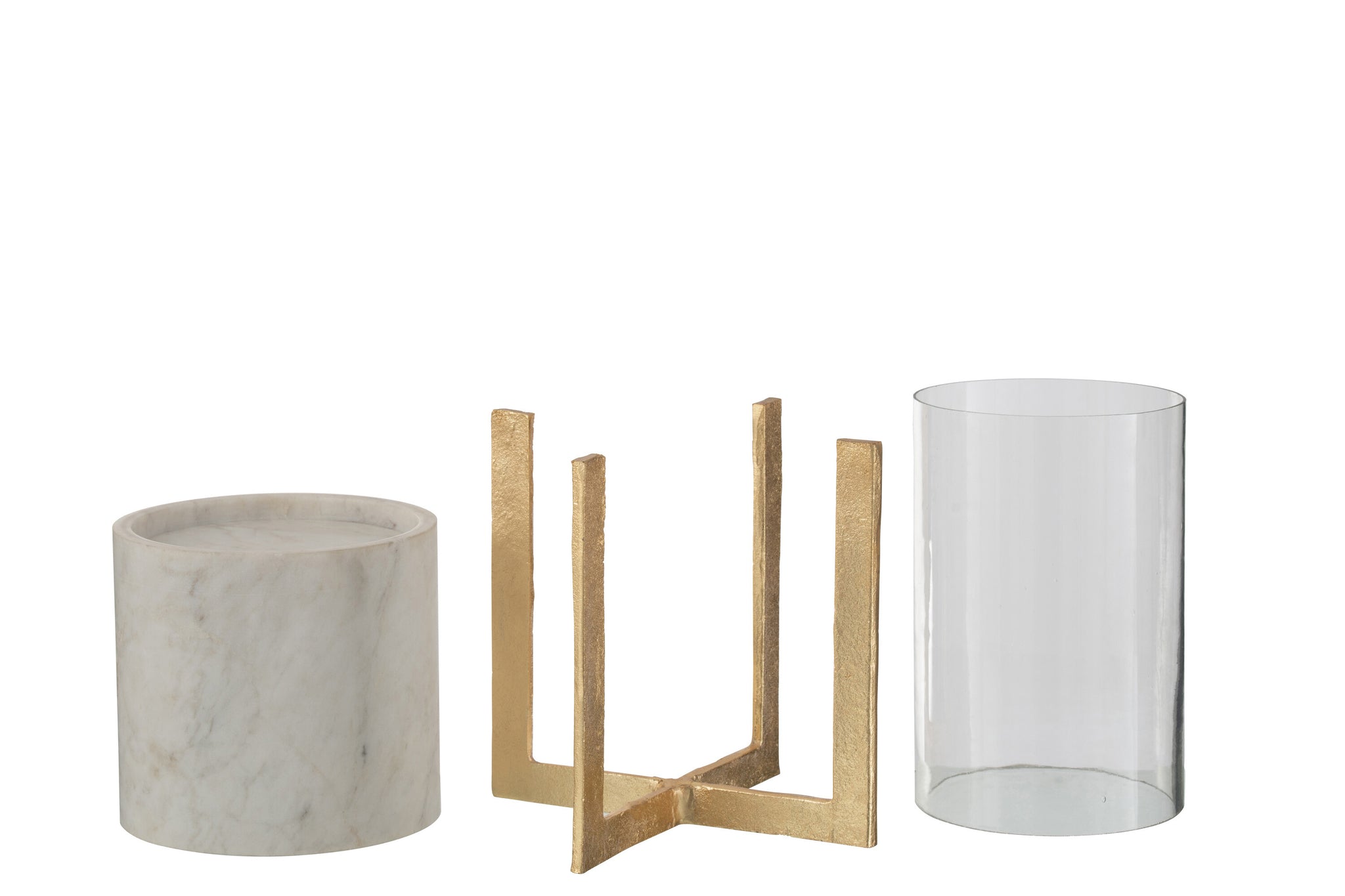 Glass Tealight Marble/Metal Base Grey/Champagne Large