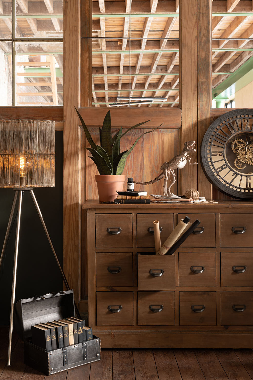 Standing Lamp Metal Antique Brown Large