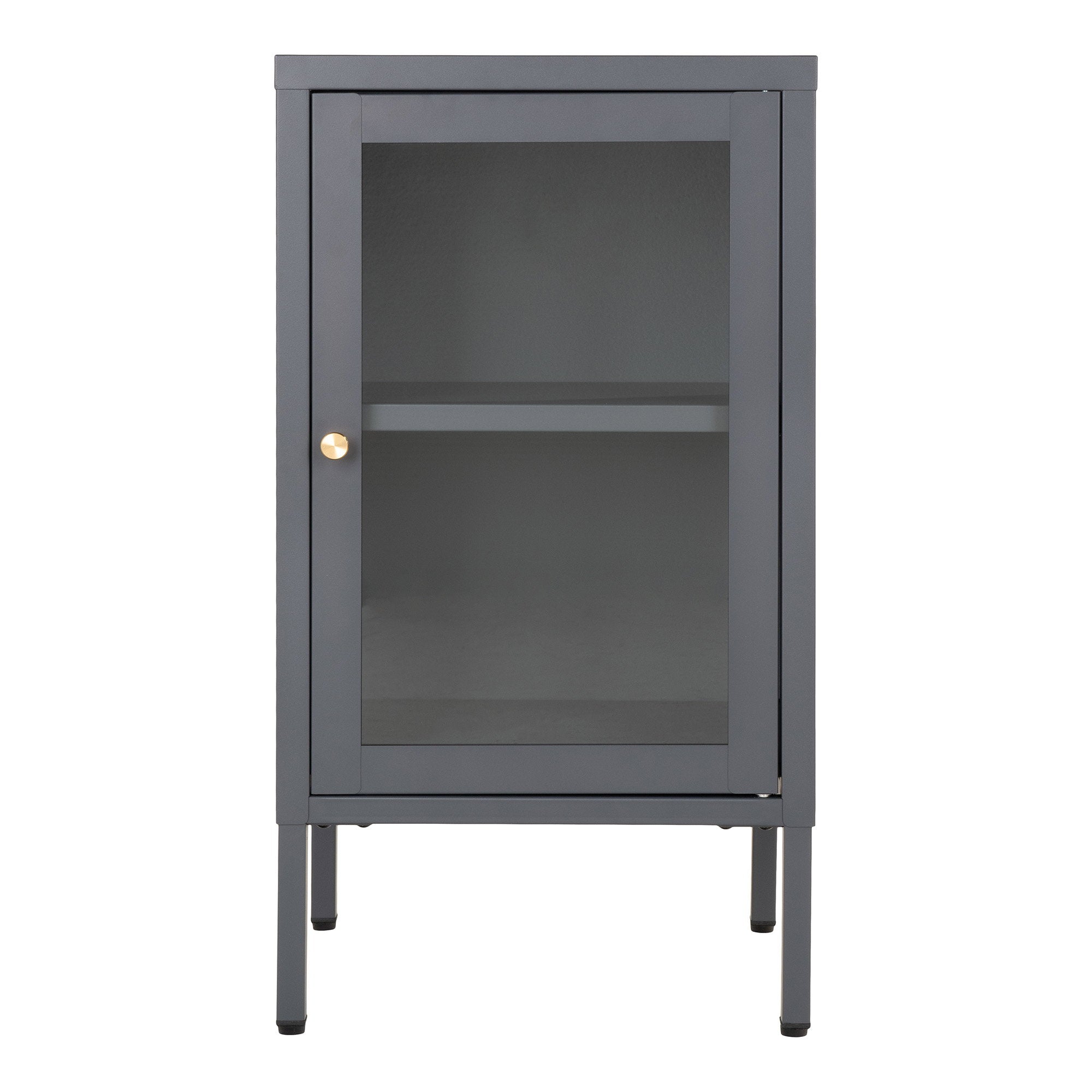 Dalby kast van staal in grijs met glazen deur 38×35×70 cm