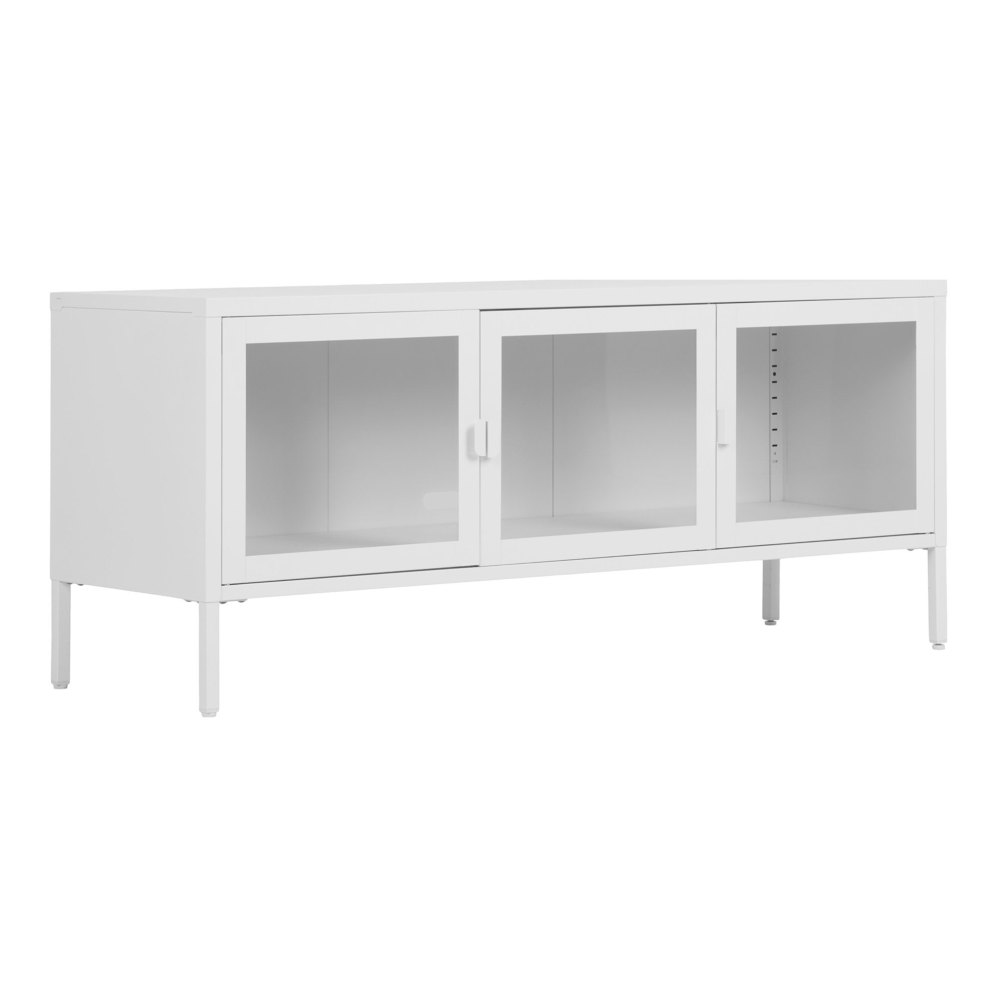 BRISBANE TV MEUBEL ZWART | GLAS EN STAAL 130 CM (3 DEUREN)