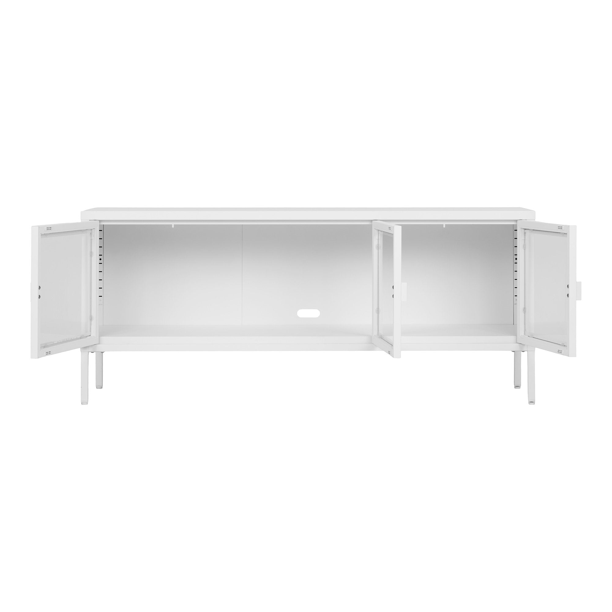 BRISBANE TV MEUBEL ZWART | GLAS EN STAAL 130 CM (3 DEUREN)