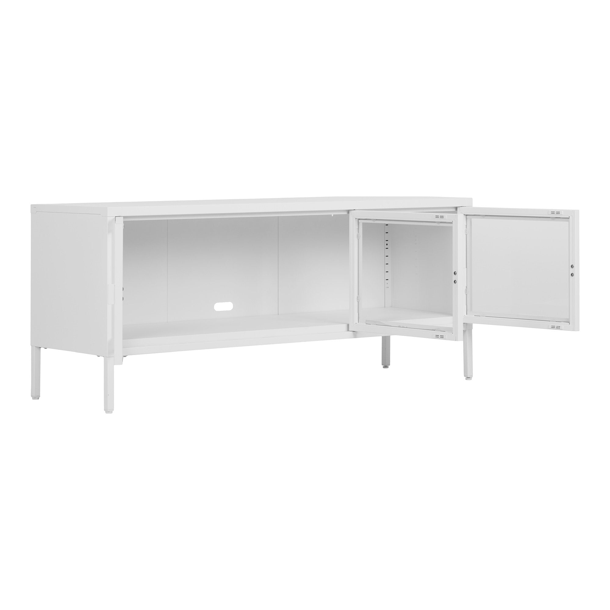 BRISBANE TV MEUBEL ZWART | GLAS EN STAAL 130 CM (3 DEUREN)