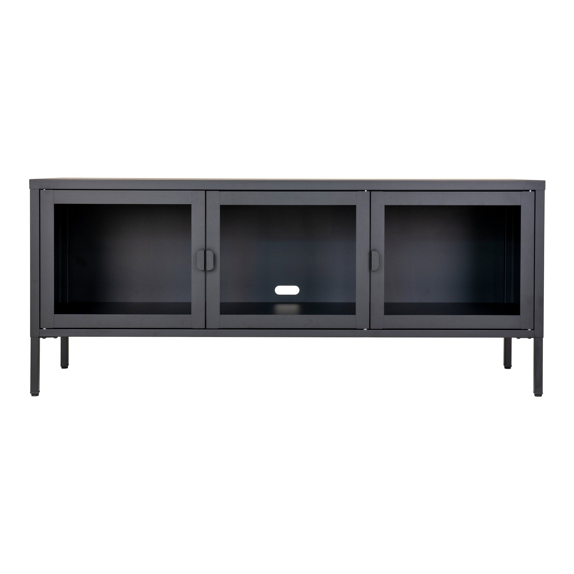 BRISBANE TV MEUBEL ZWART | GLAS EN STAAL 130 CM