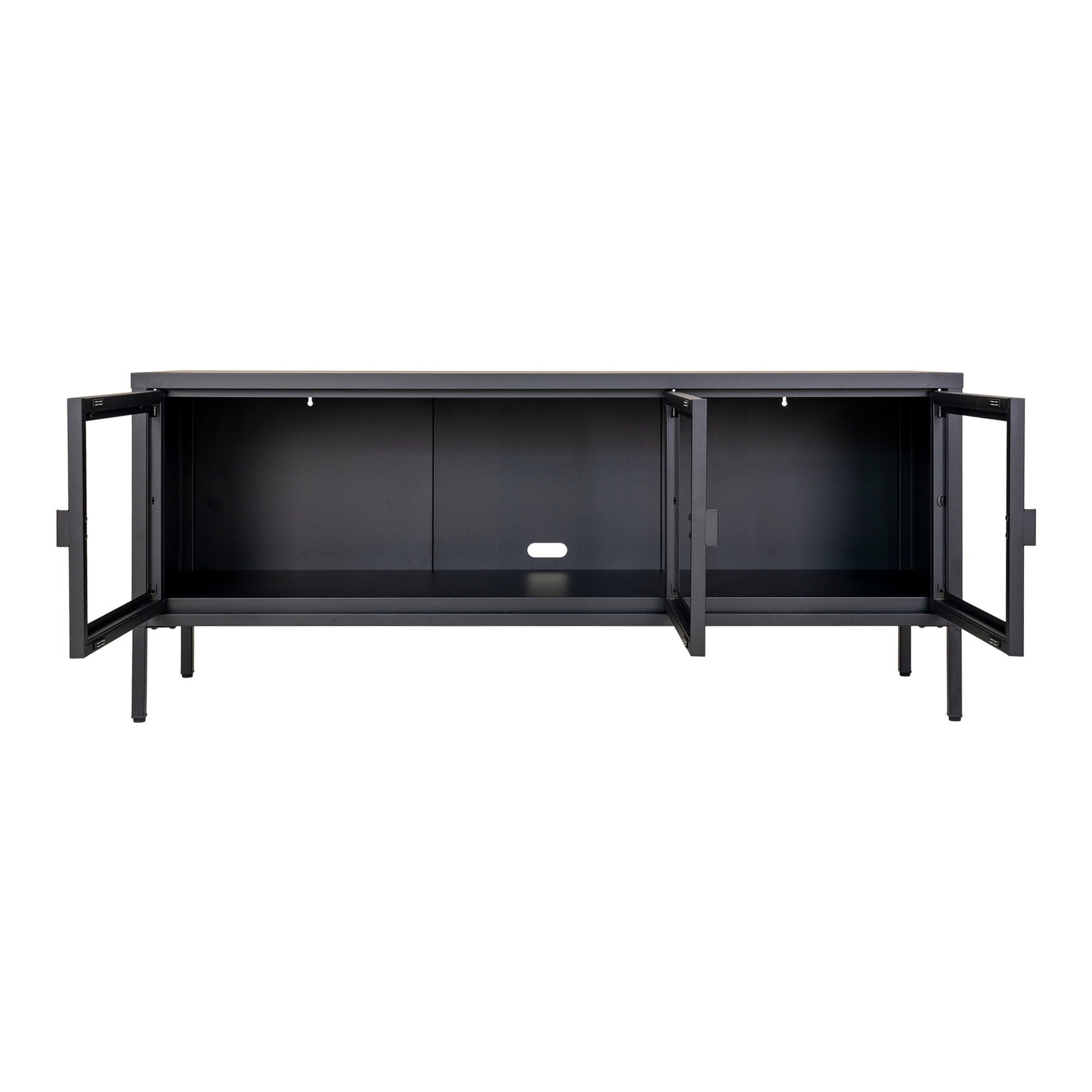 BRISBANE TV MEUBEL ZWART | GLAS EN STAAL 130 CM