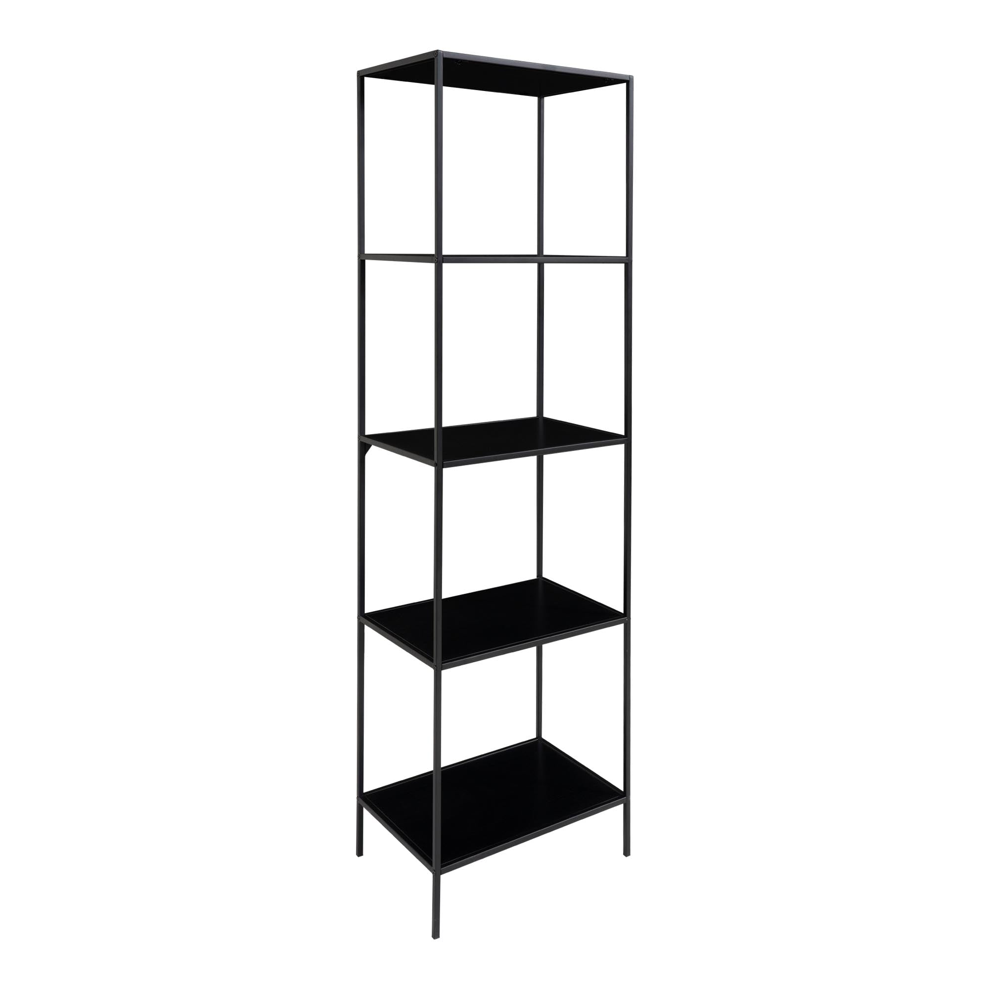 Vita kast met 5 planken in zwart met zwart frame