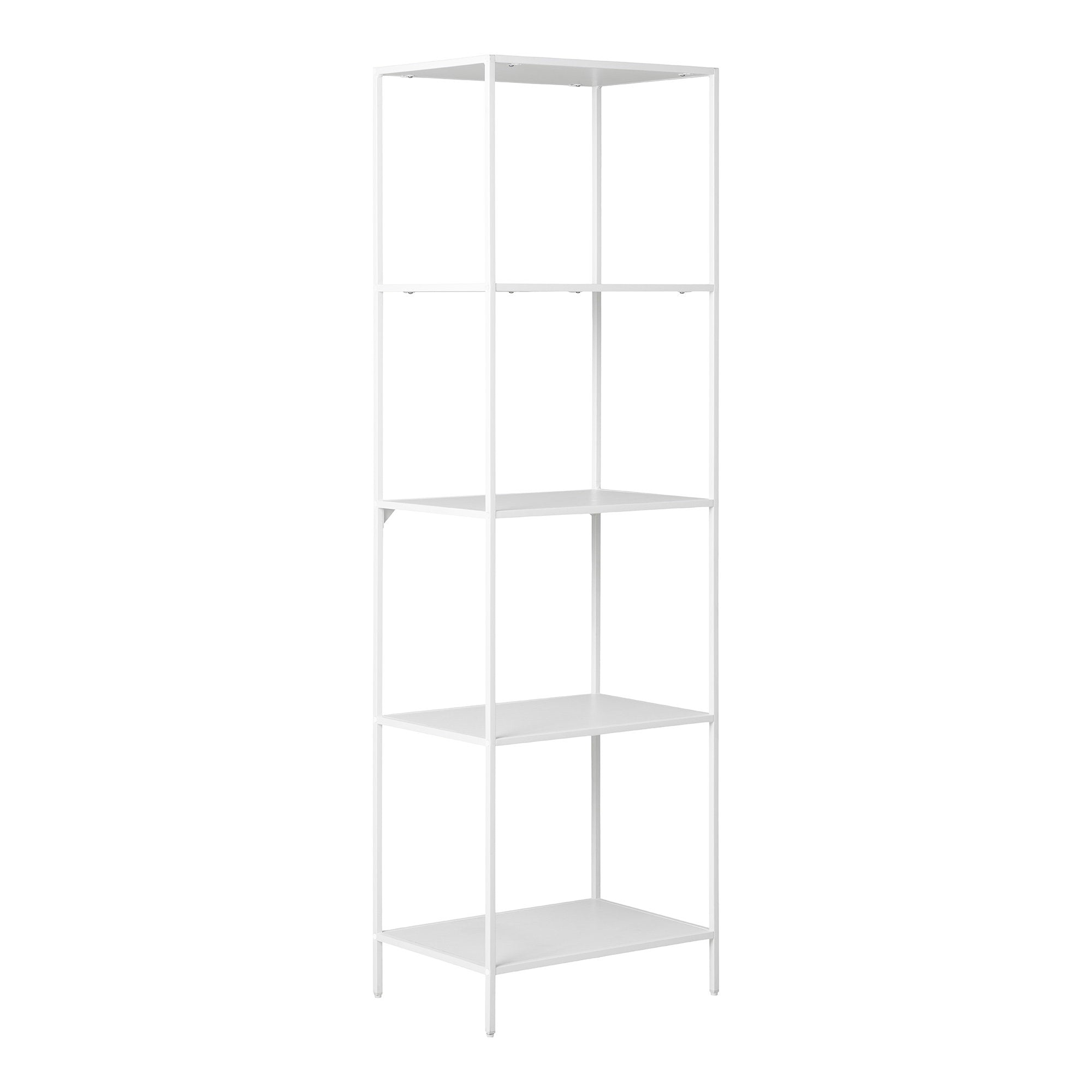 Vita kast met 5 planken in wit met wit frame