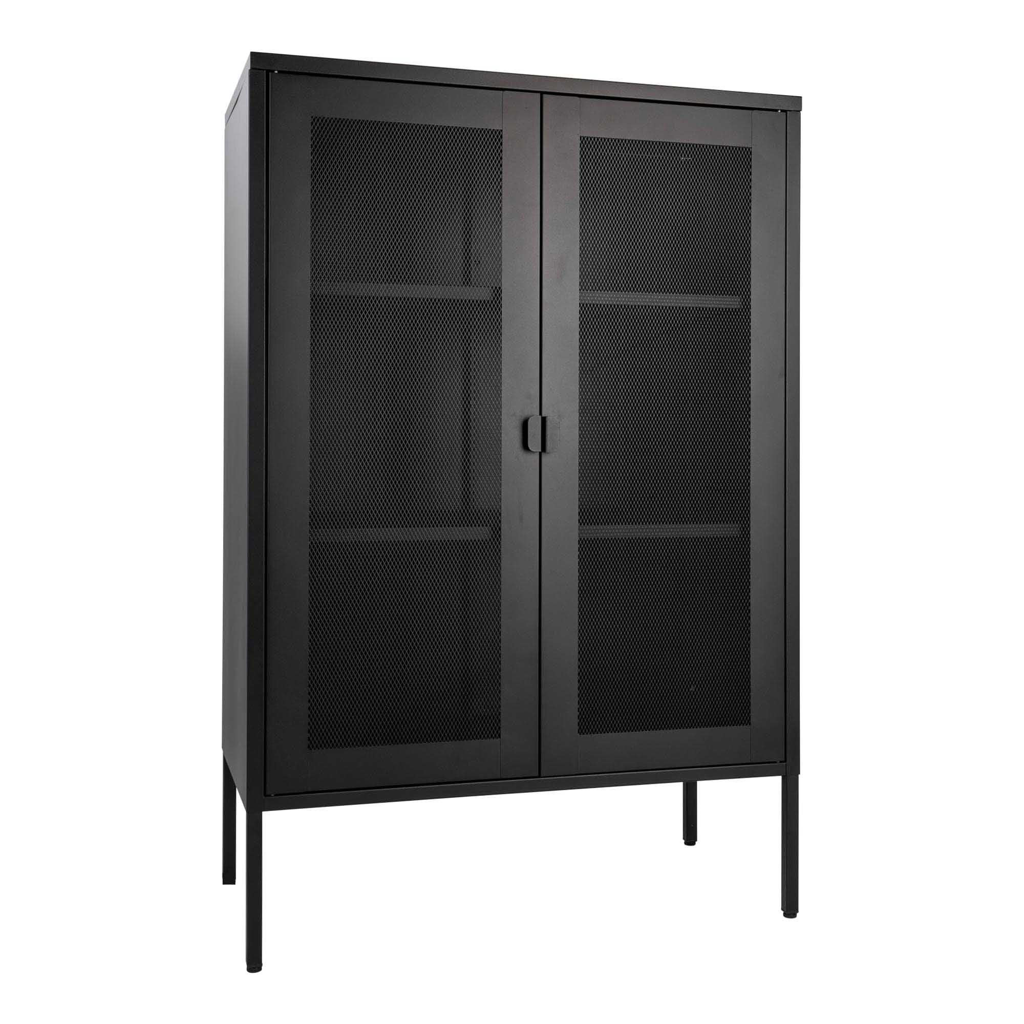 Melbourne kast van staal in zwart met 2 mesh deuren 80×40×120 cm