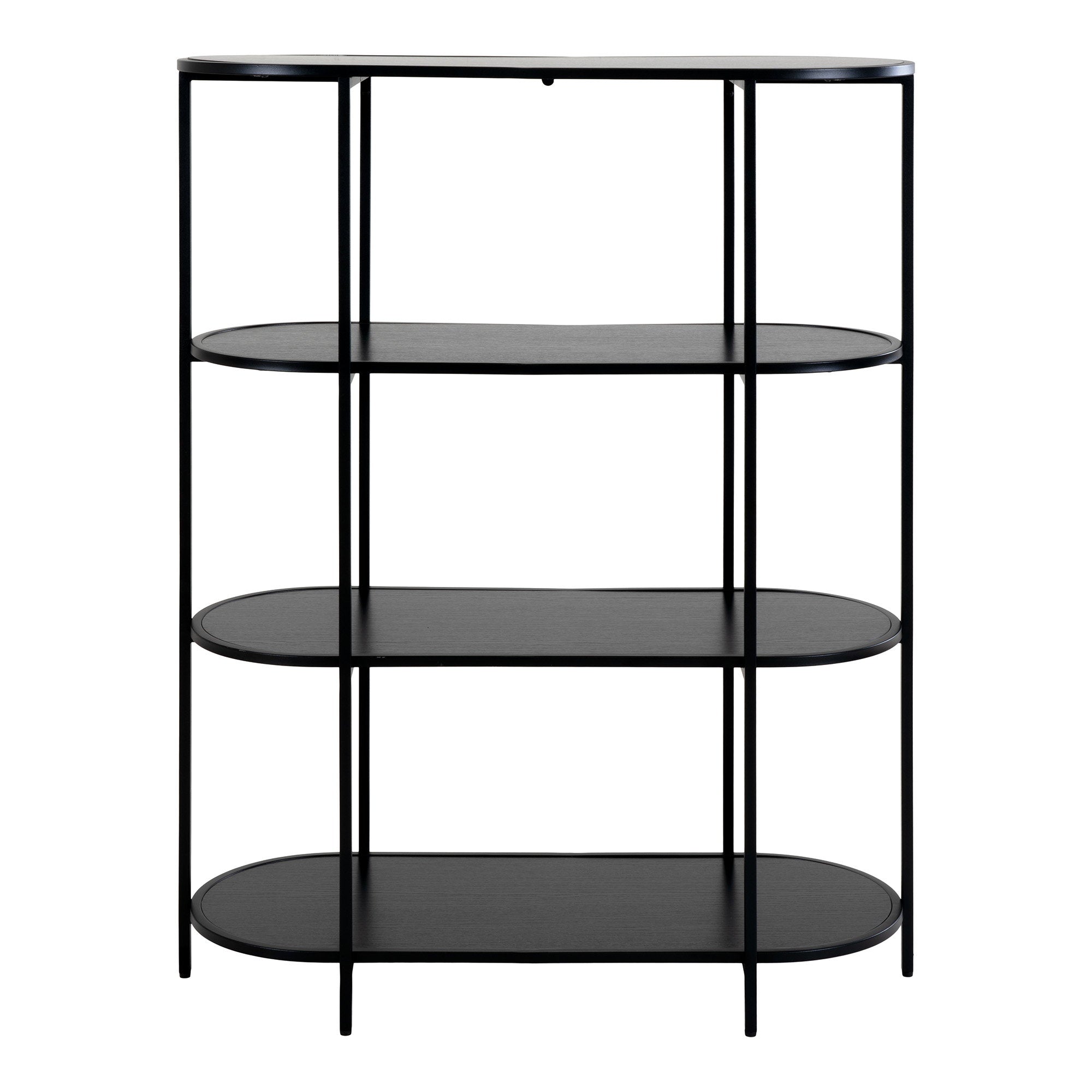 Vita kast met 4 planken in zwart met zwart frame