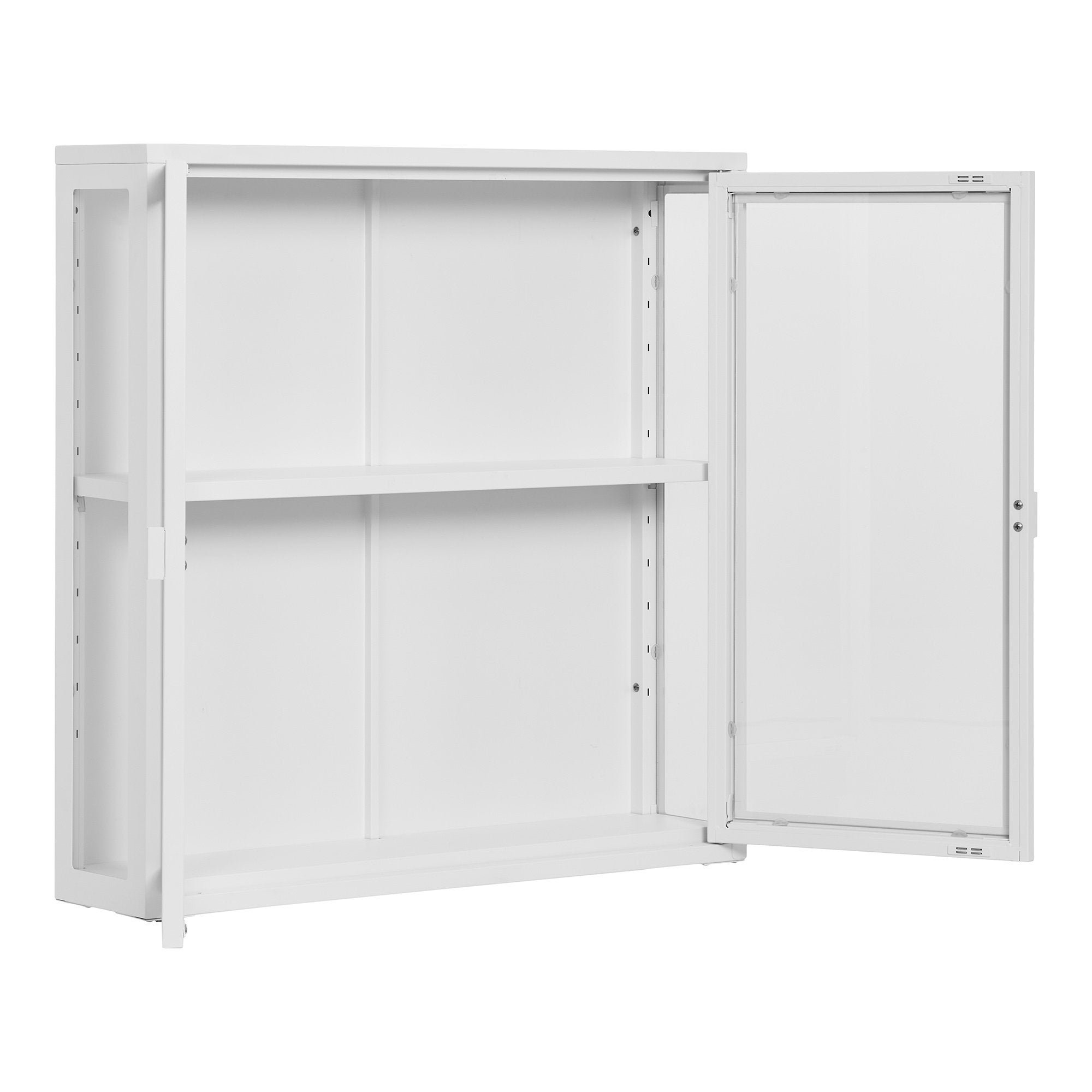 Brisbane Hanging Display Cabinet - Hanging Display Cabinet, 2 glass doors, steel, white 80x18x80 cm