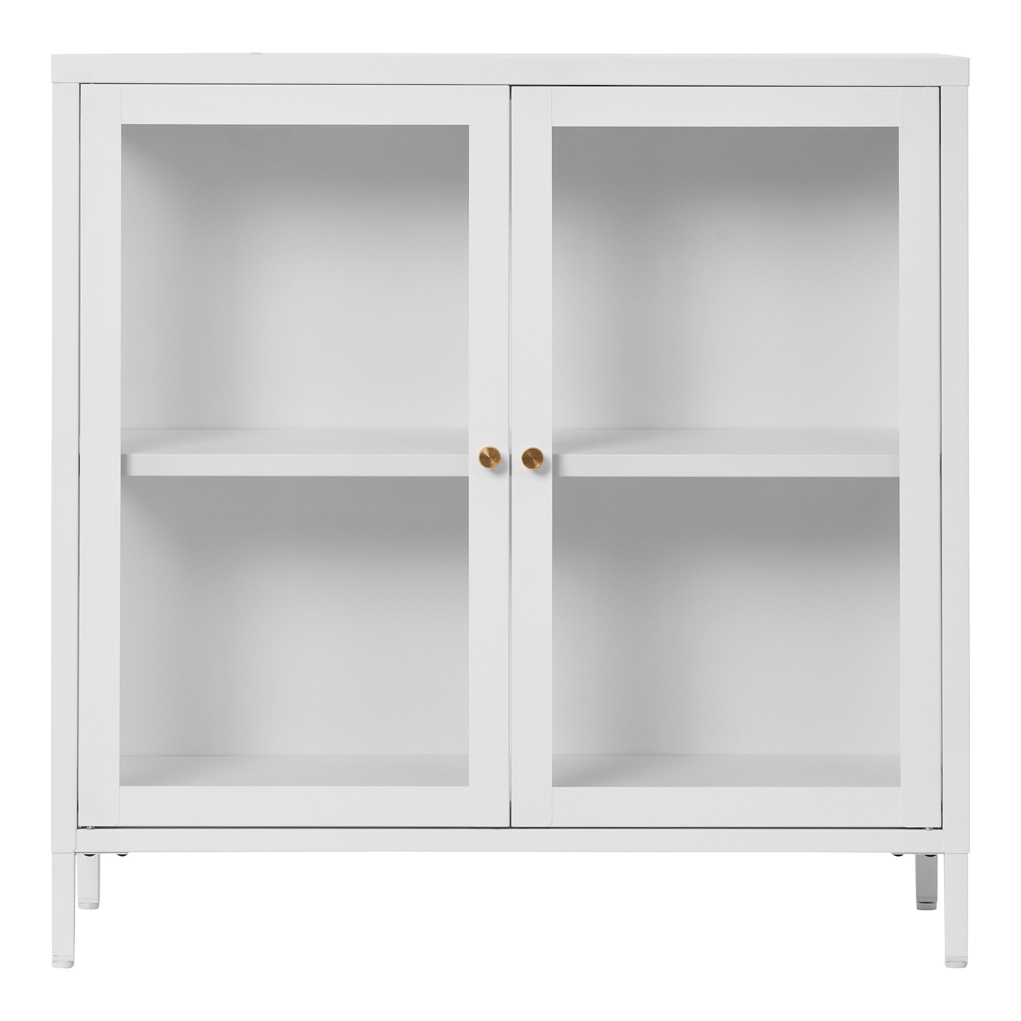 Dalby vitrinekast van staal in wit met 2 glazen deuren 80×35×80 cm