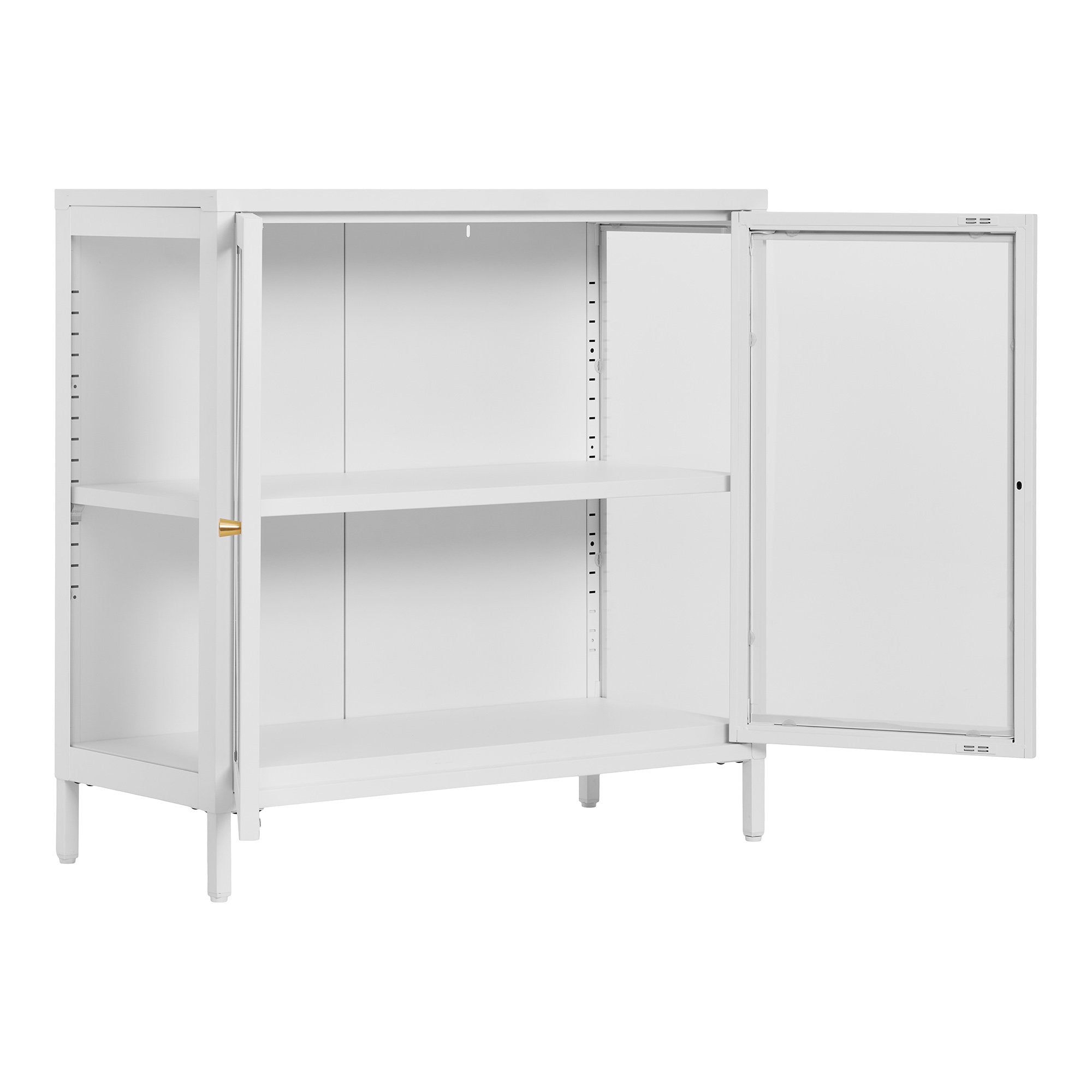 Dalby vitrinekast van staal in wit met 2 glazen deuren 80×35×80 cm