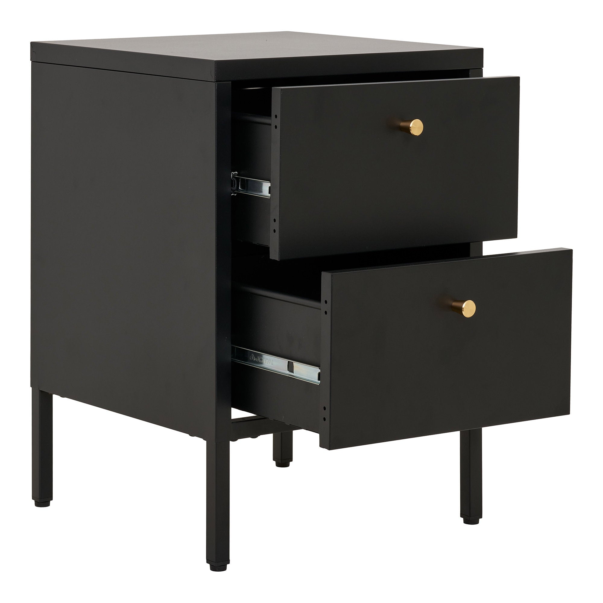 Dalby ladekast van staal in zwart met 2 lades 40×40×59,5 cm