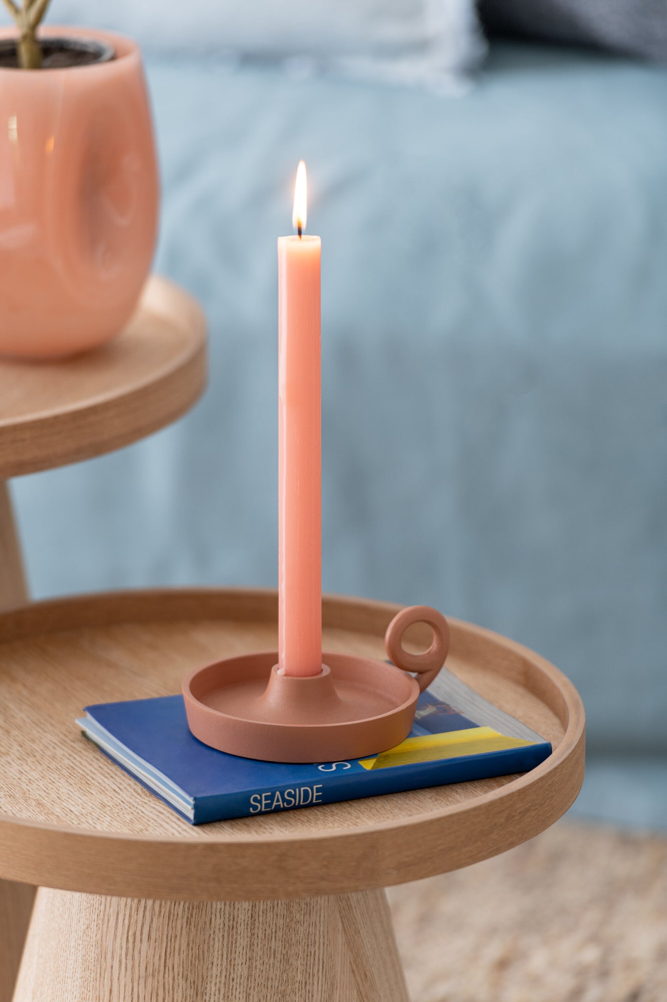 Candle Holder Dish Round Aluminum Peche