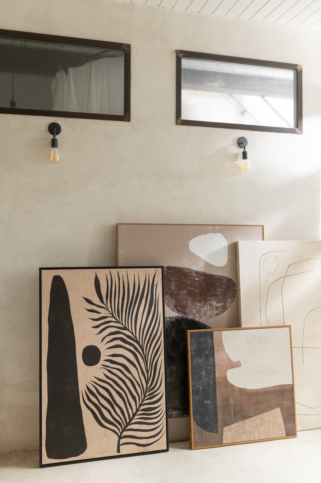 Frame Leaf Abstract Wood/Canvas Brown/Black