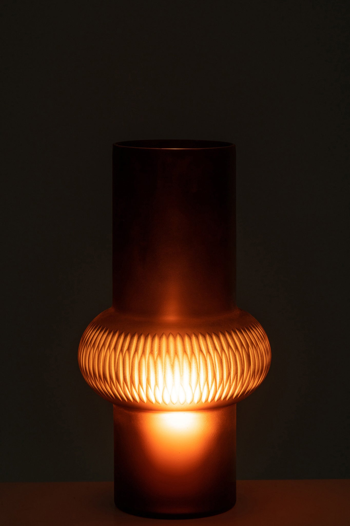 Vase Stripe Ball Glass Brown Small