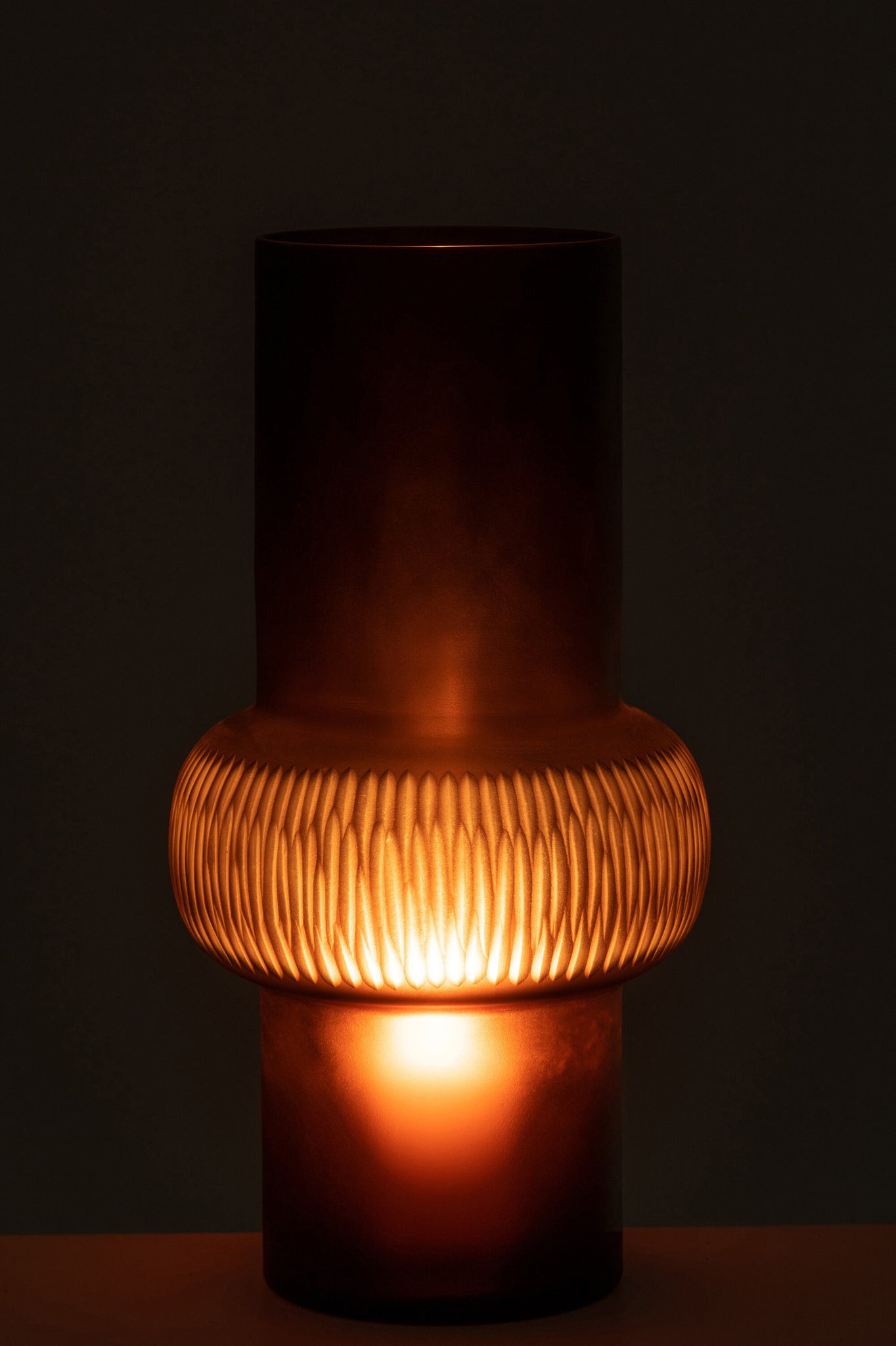 Vase Stripe Ball Glass Brown Large