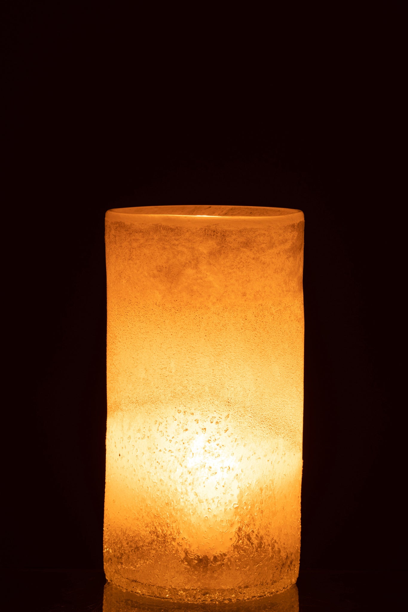 Vase Cylinder Glass Beige Medium