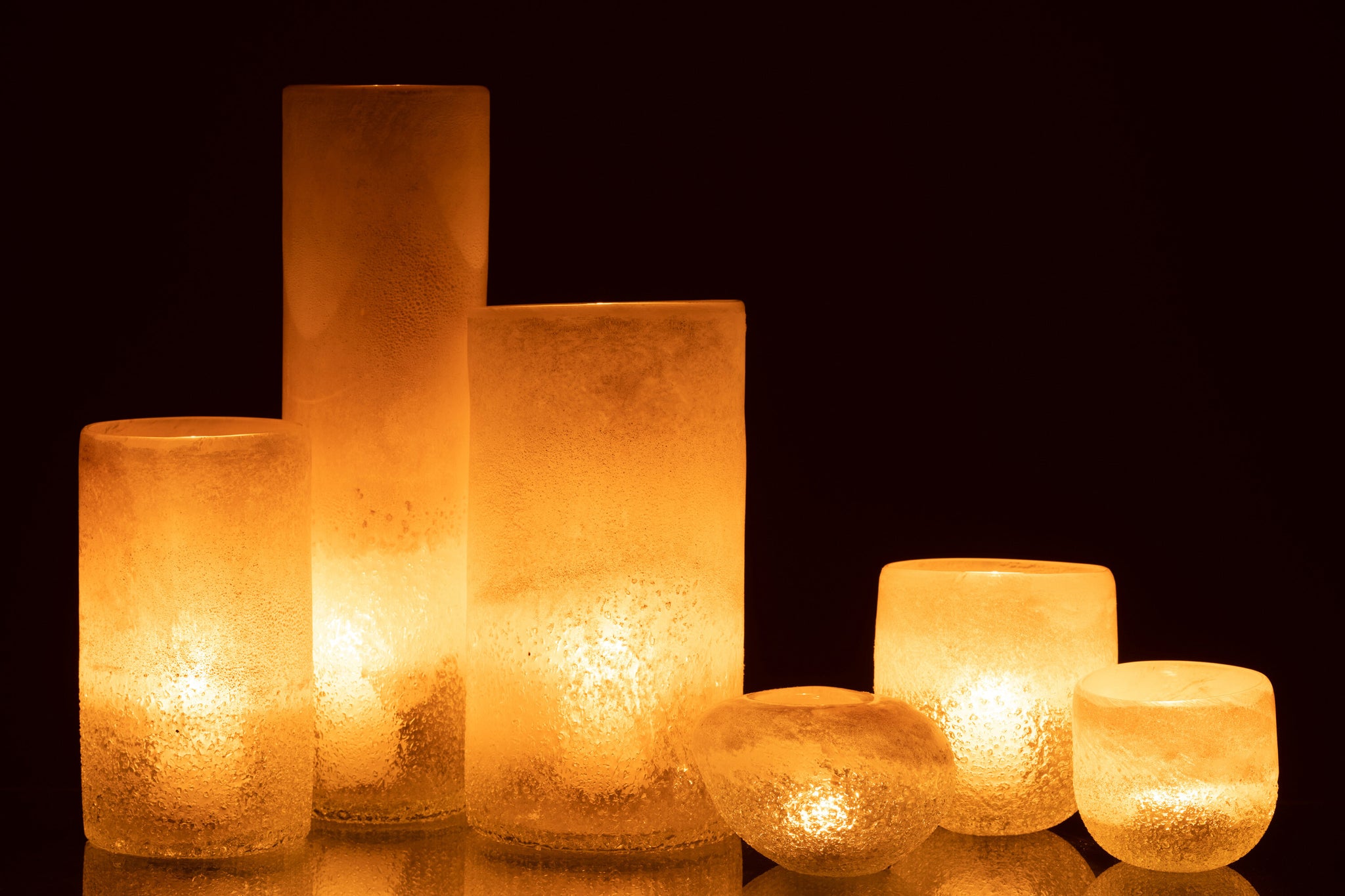 Vase Cylinder Glass Beige Large