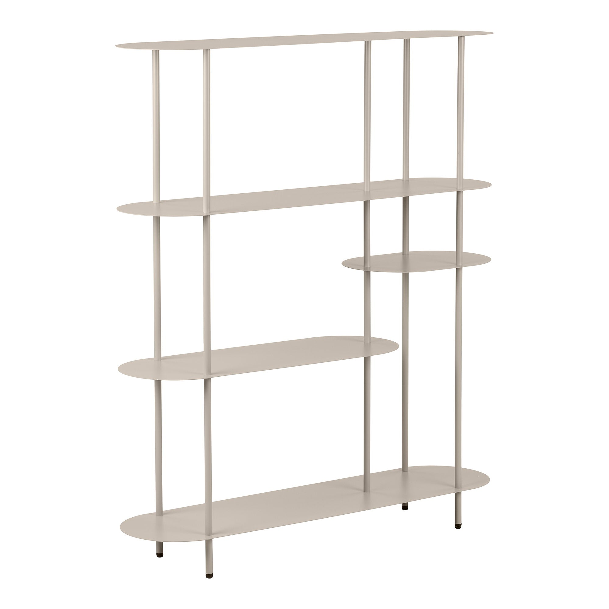 Rieti Shelving Unit - Shelving unit, 5 shelves, asymmetrical, metal, sand 31x118x139 cm
