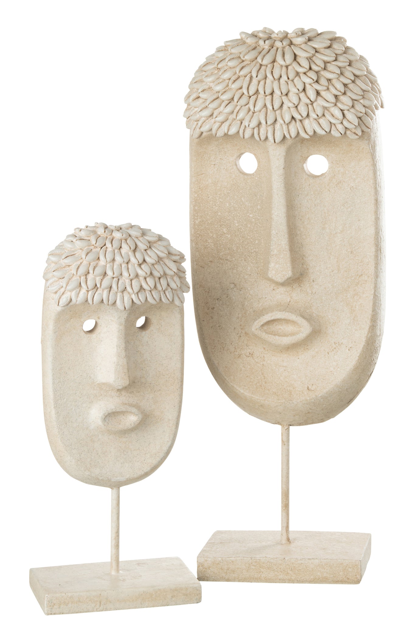 Face Stand Ethnic Stone/Resin Beige Large